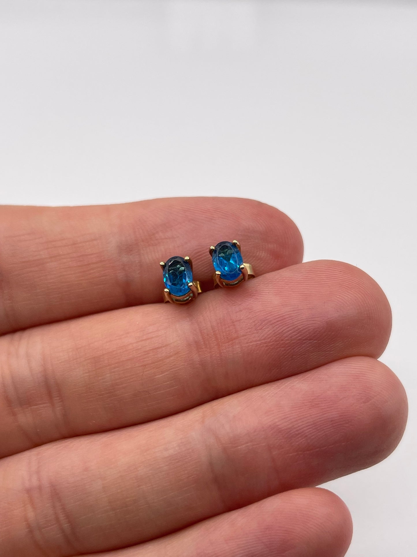 9ct gold blue apatite earrings