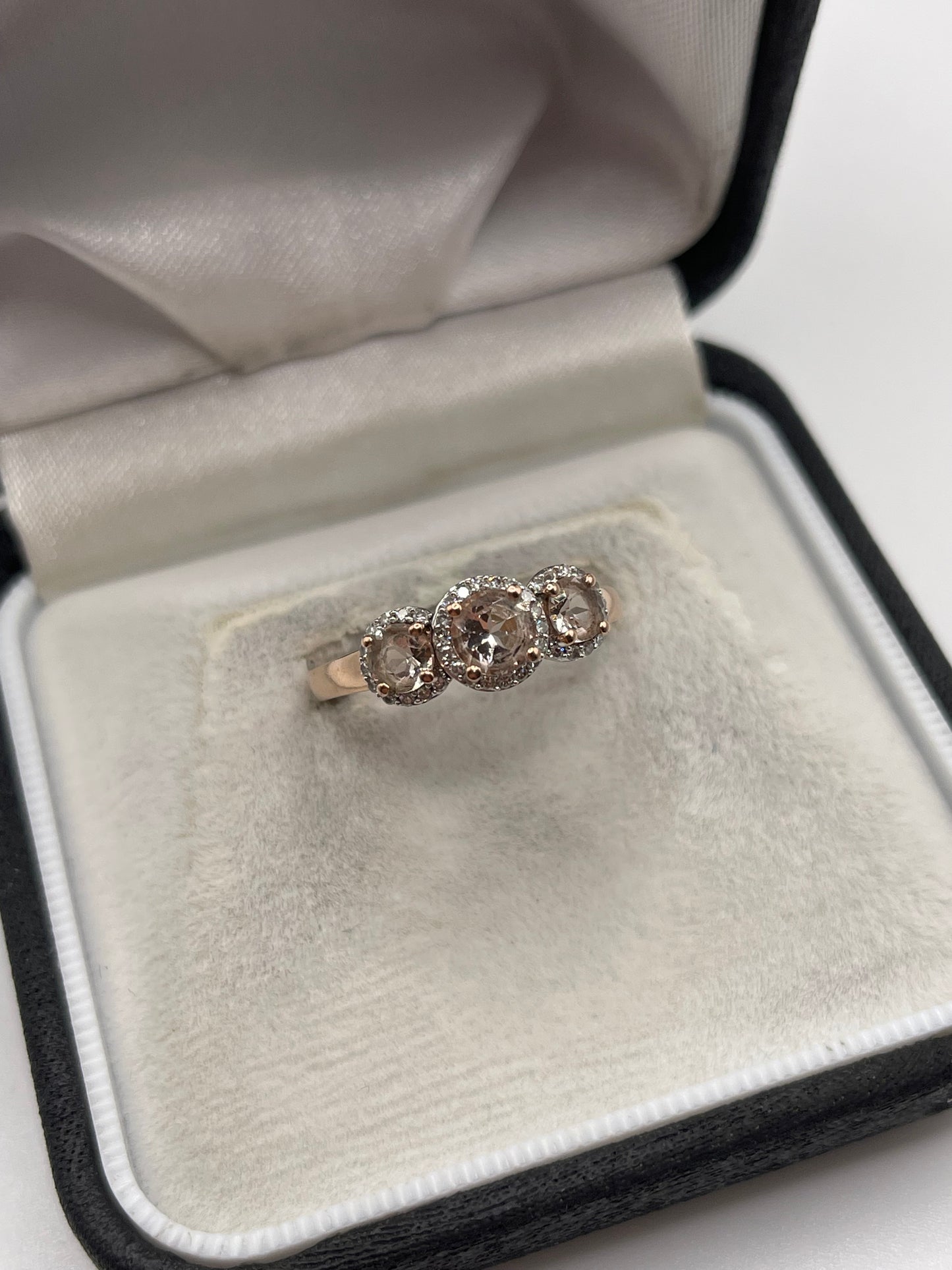 9ct rose gold morganite and diamond ring