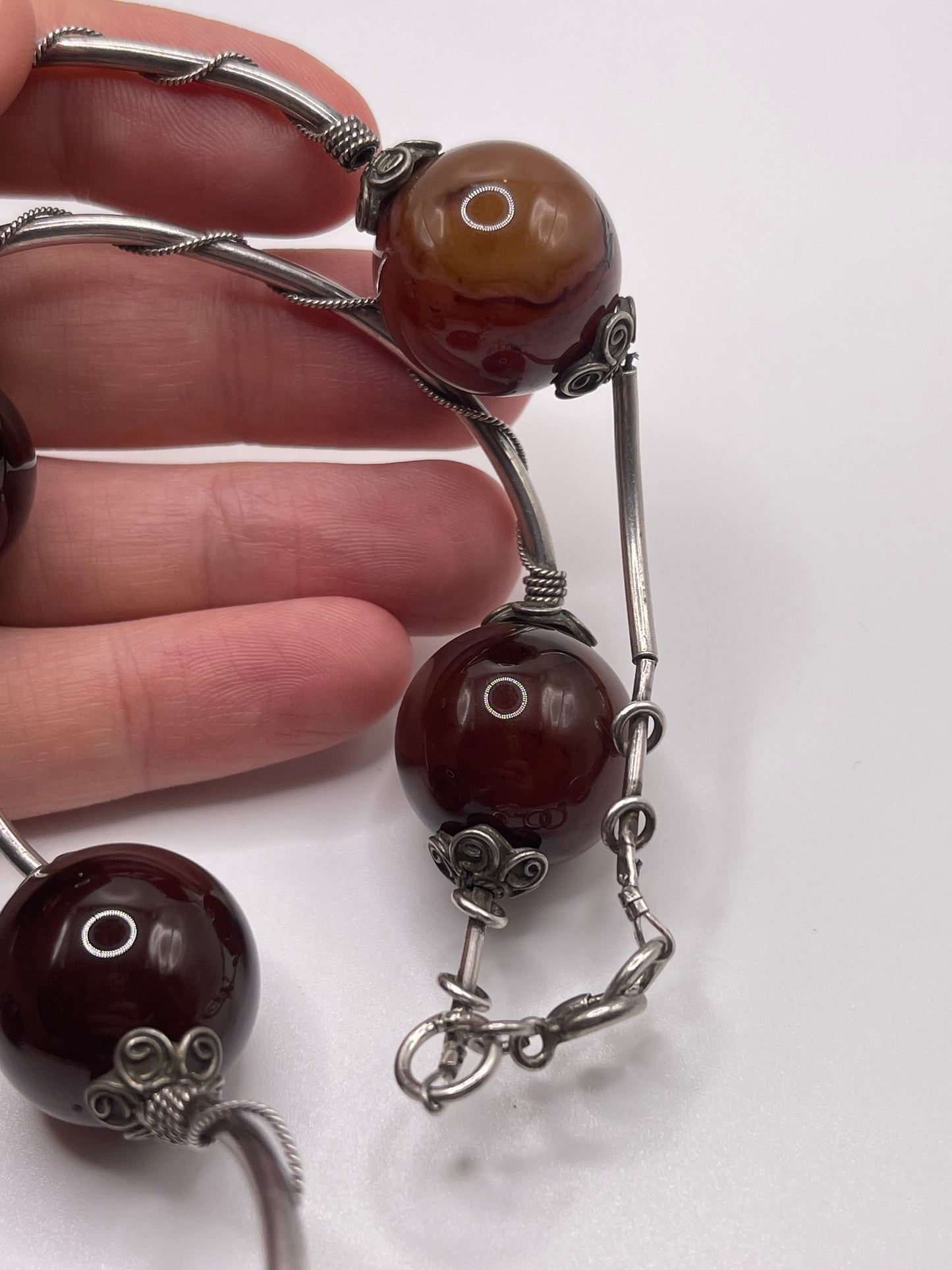 Silver agate necklace