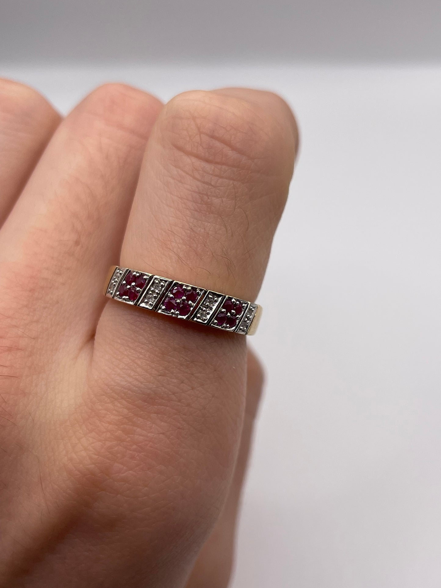9ct gold ruby and diamond ring