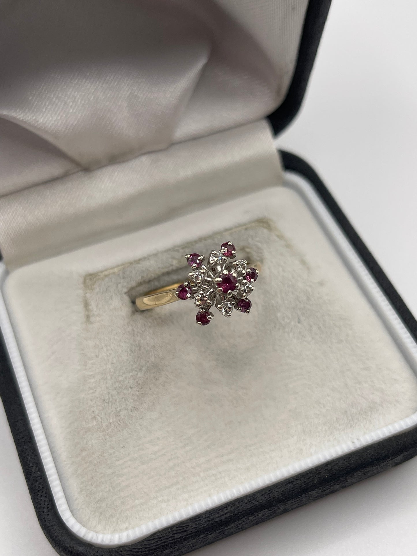 9ct gold ruby and diamond ring