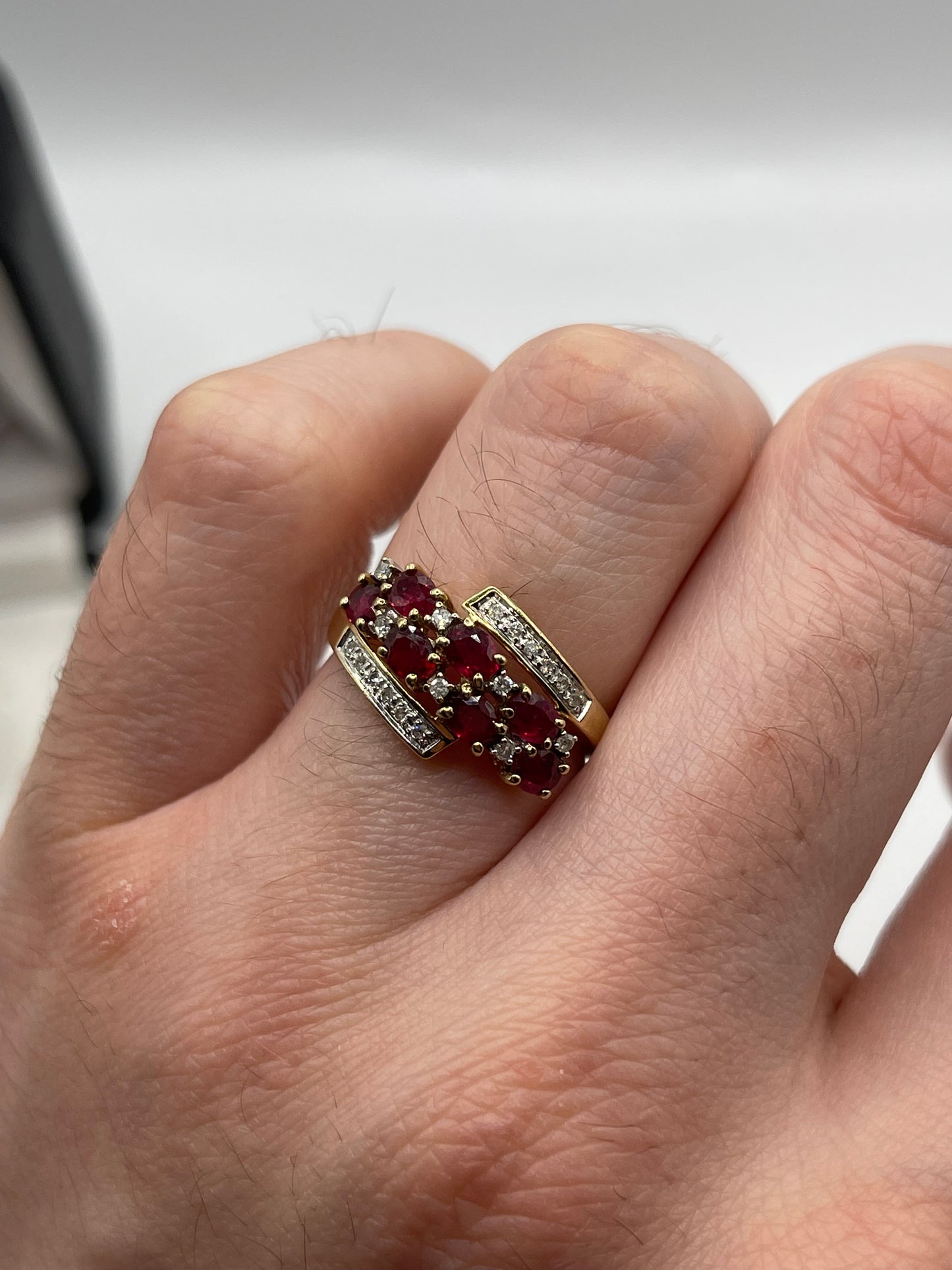9ct gold ruby and diamond ring