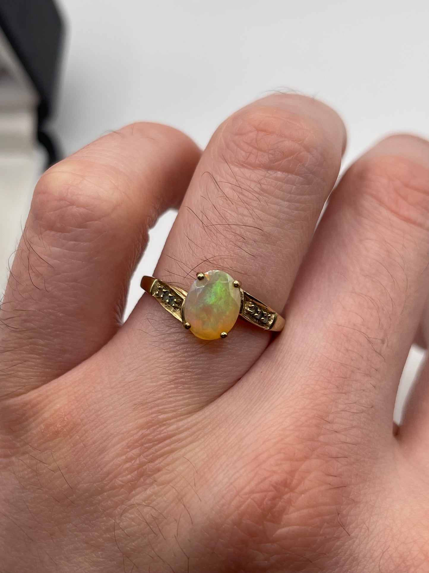 9ct gold opal and alexandrite ring