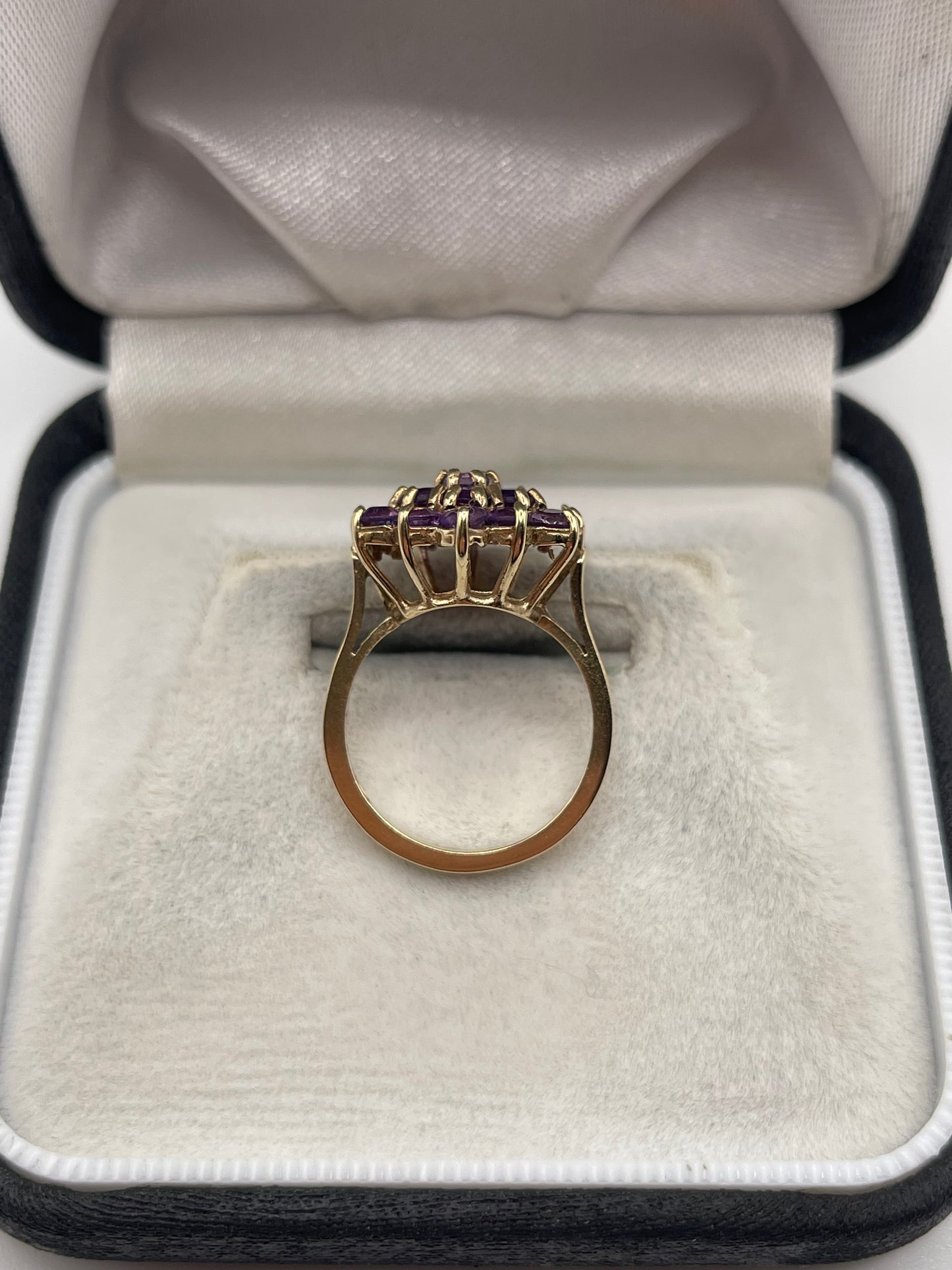 9ct gold amethyst cluster ring
