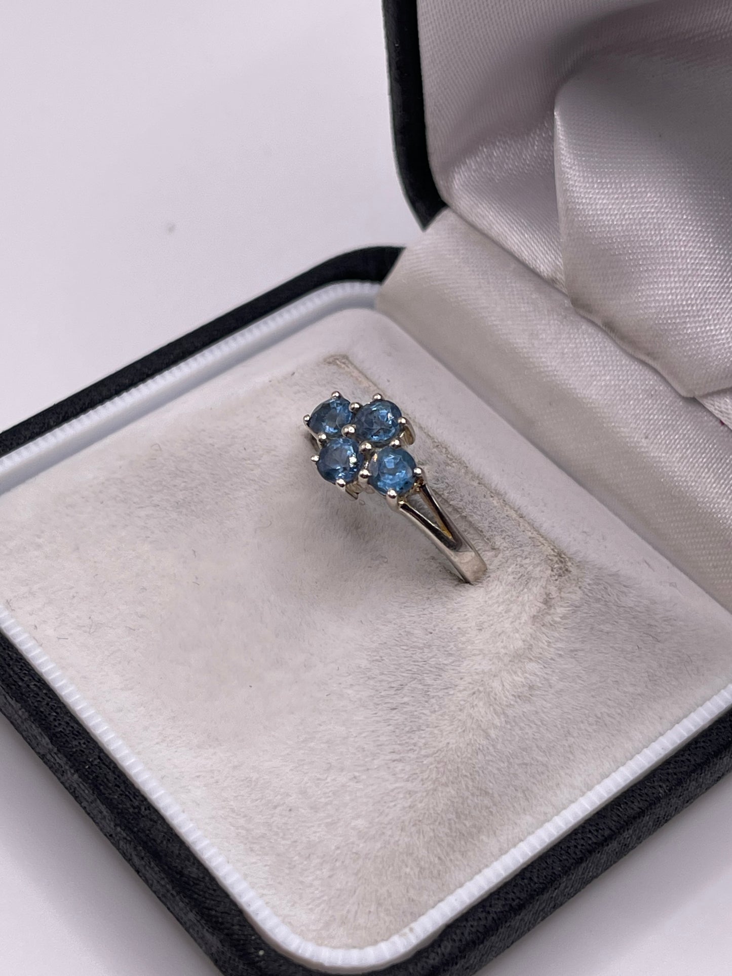 Silver blue topaz ring