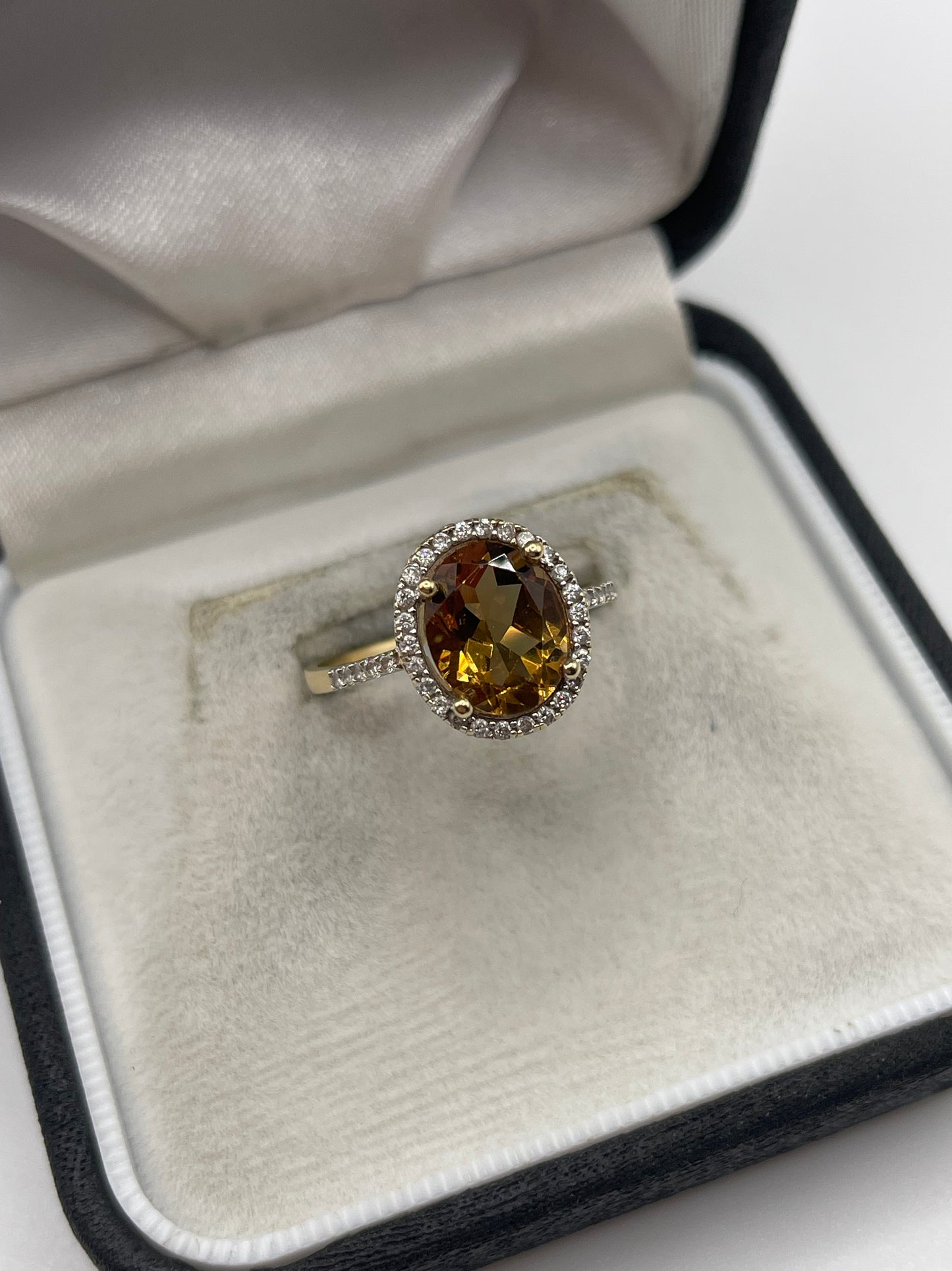 14ct gold citrine and zircon ring