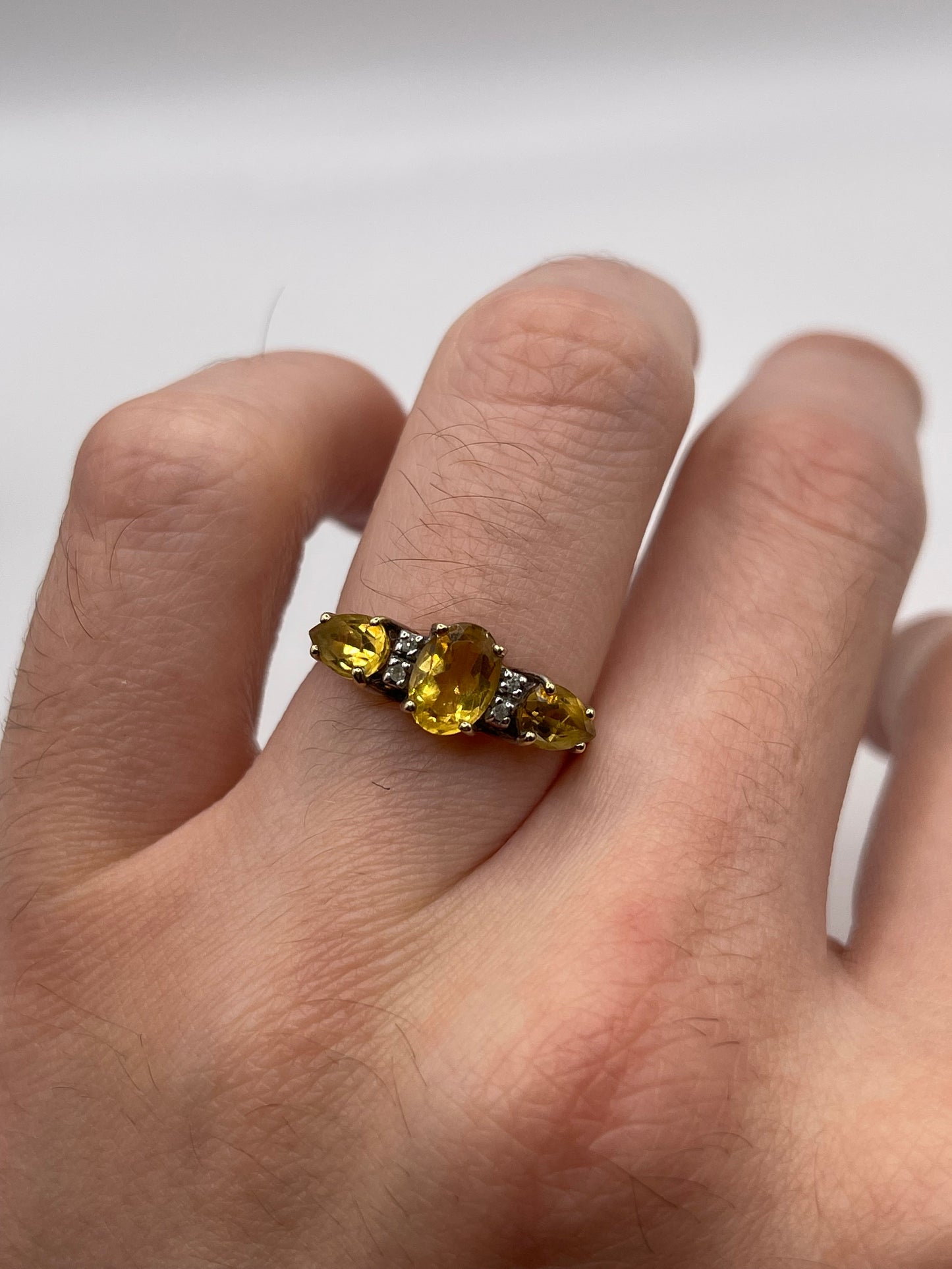 9ct gold citrine and diamond ring
