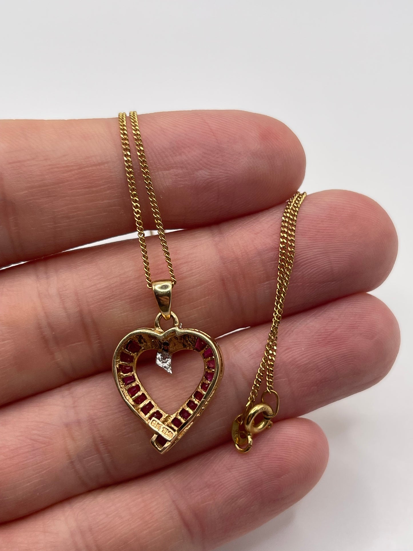 9ct gold ruby and diamond necklace