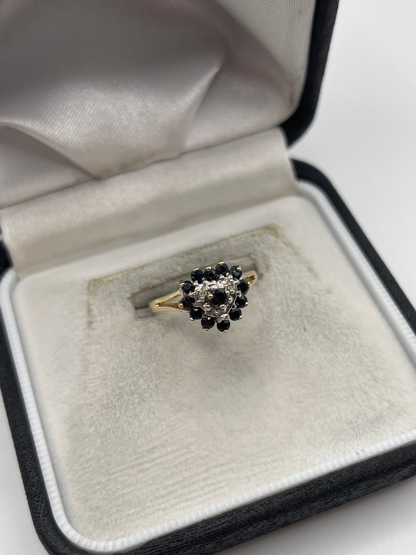9ct gold sapphire and diamond heart ring