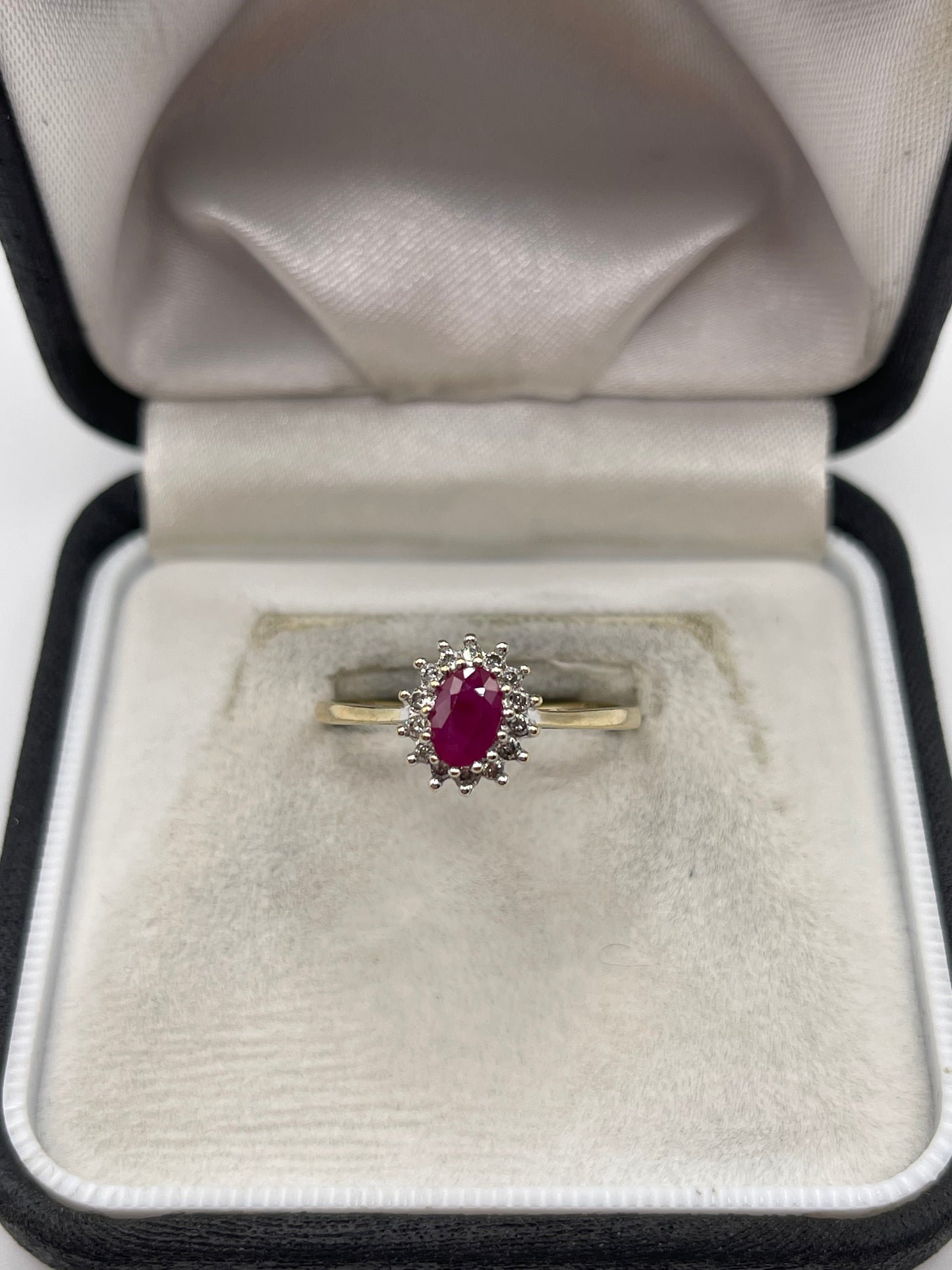 9ct gold ruby and diamond ring