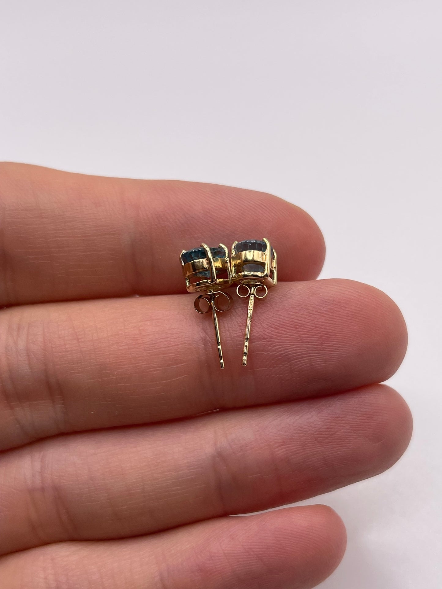 9ct gold blue zircon earrings