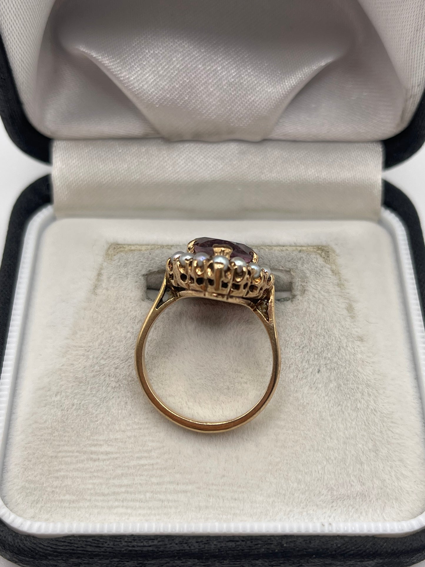9ct gold amethyst and pearl ring