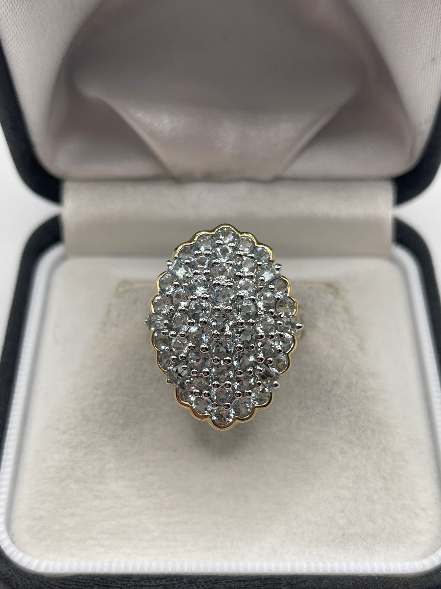 9ct gold aquamarine cluster ring