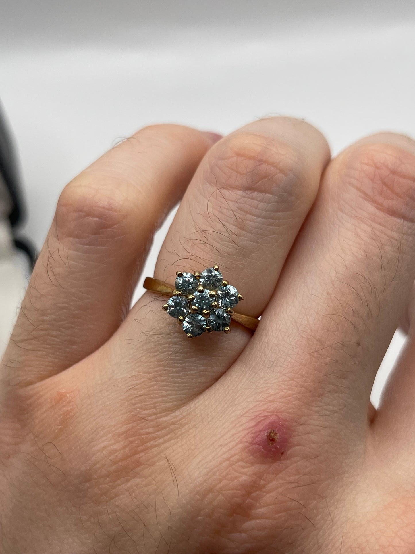 9ct gold blue zircon cluster ring