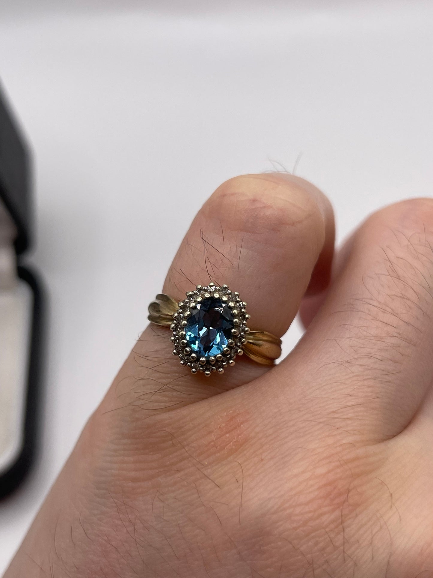 9ct gold blue topaz and diamond ring