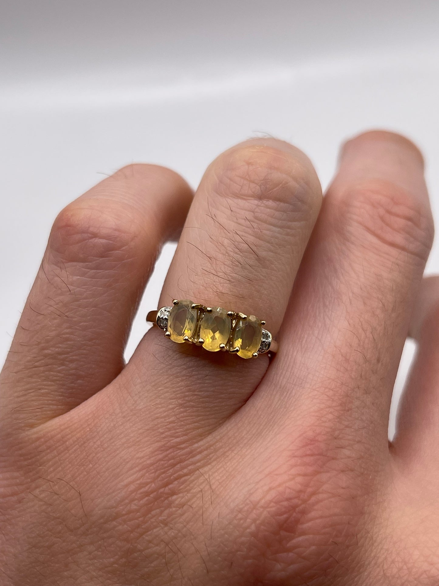 9ct gold opal and diamond ring