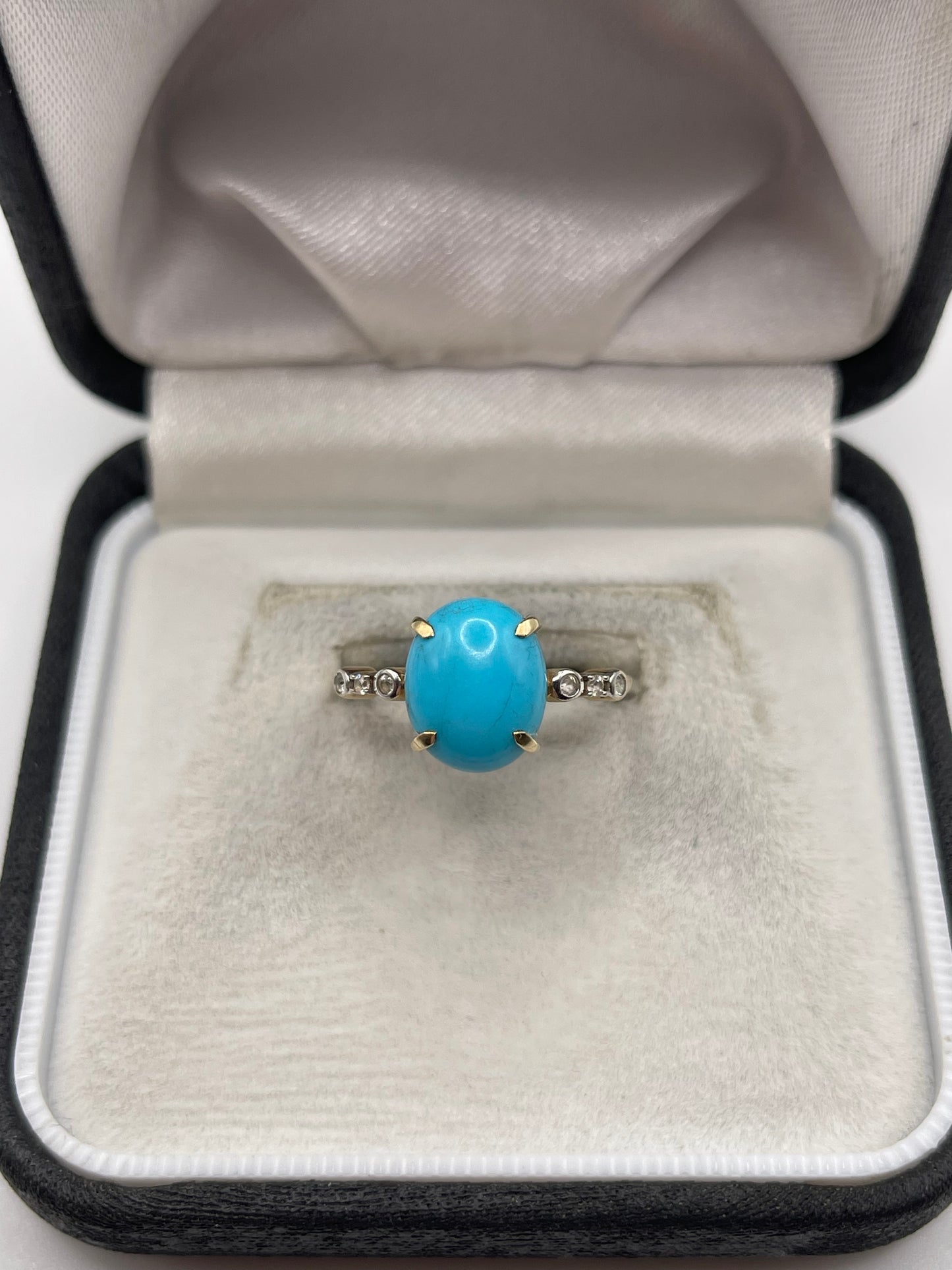 9ct gold turquoise and zircon ring