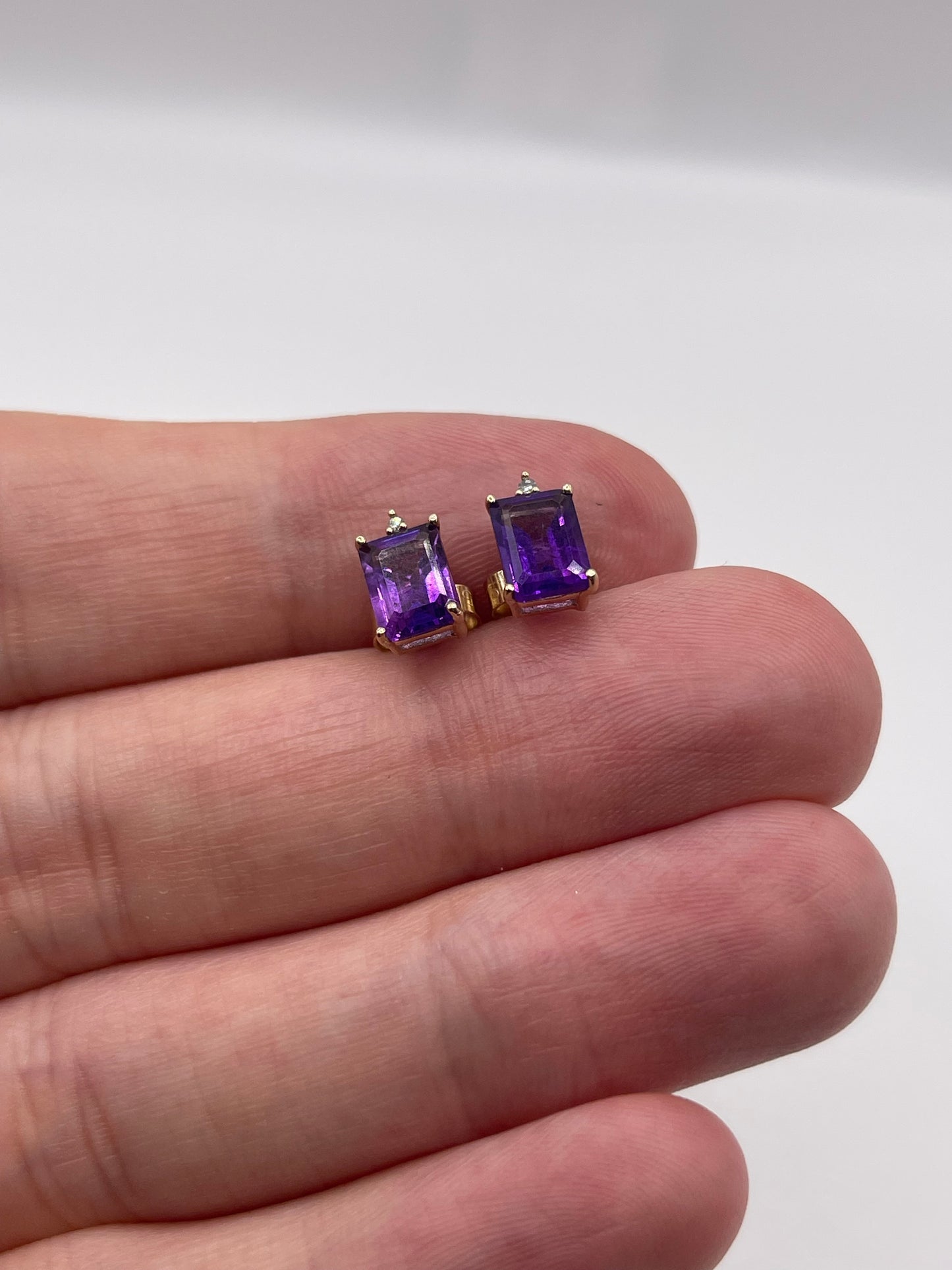 9ct gold amethyst and diamond earrings