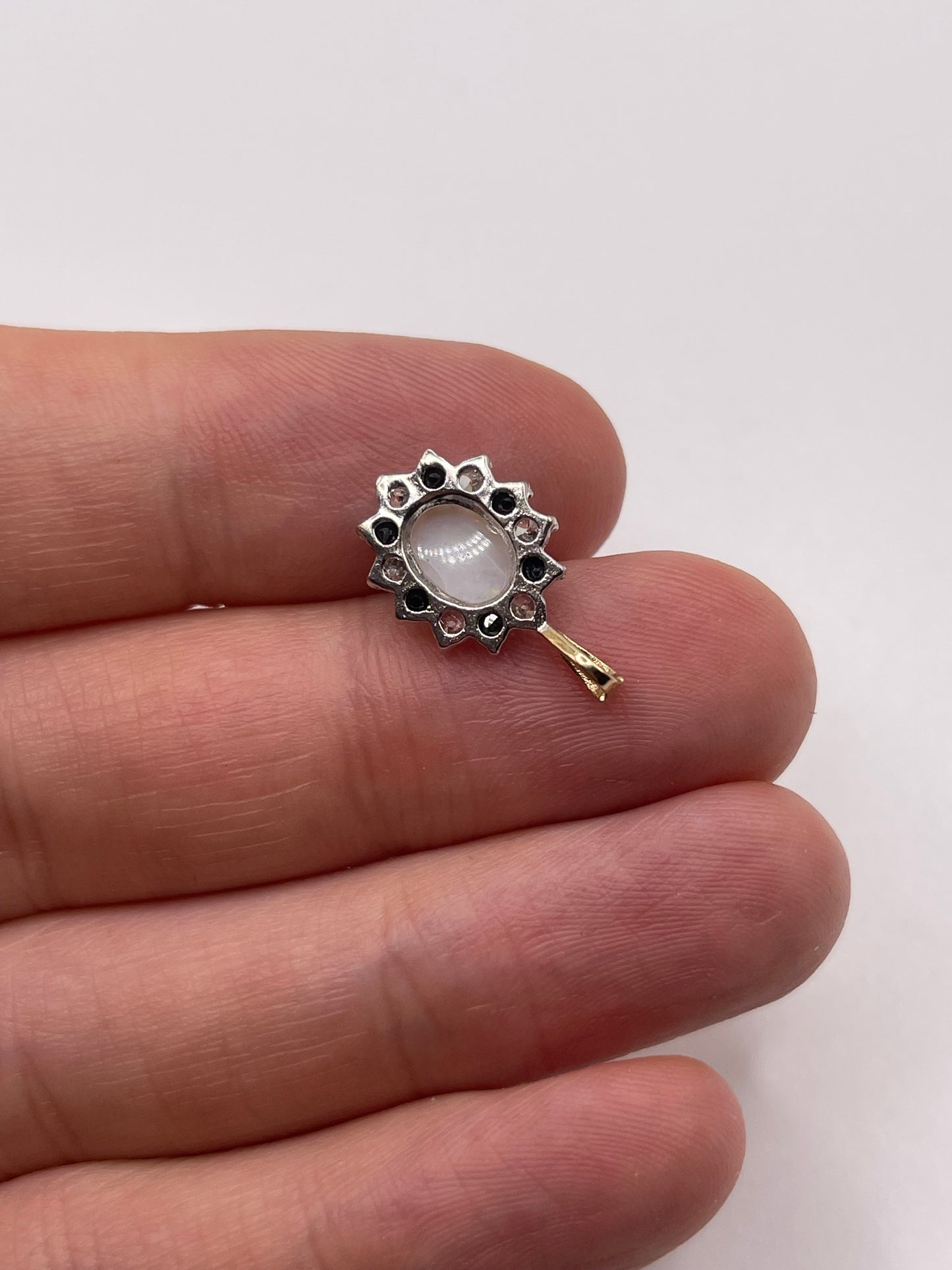 9ct gold opal, sapphire and cz pendant