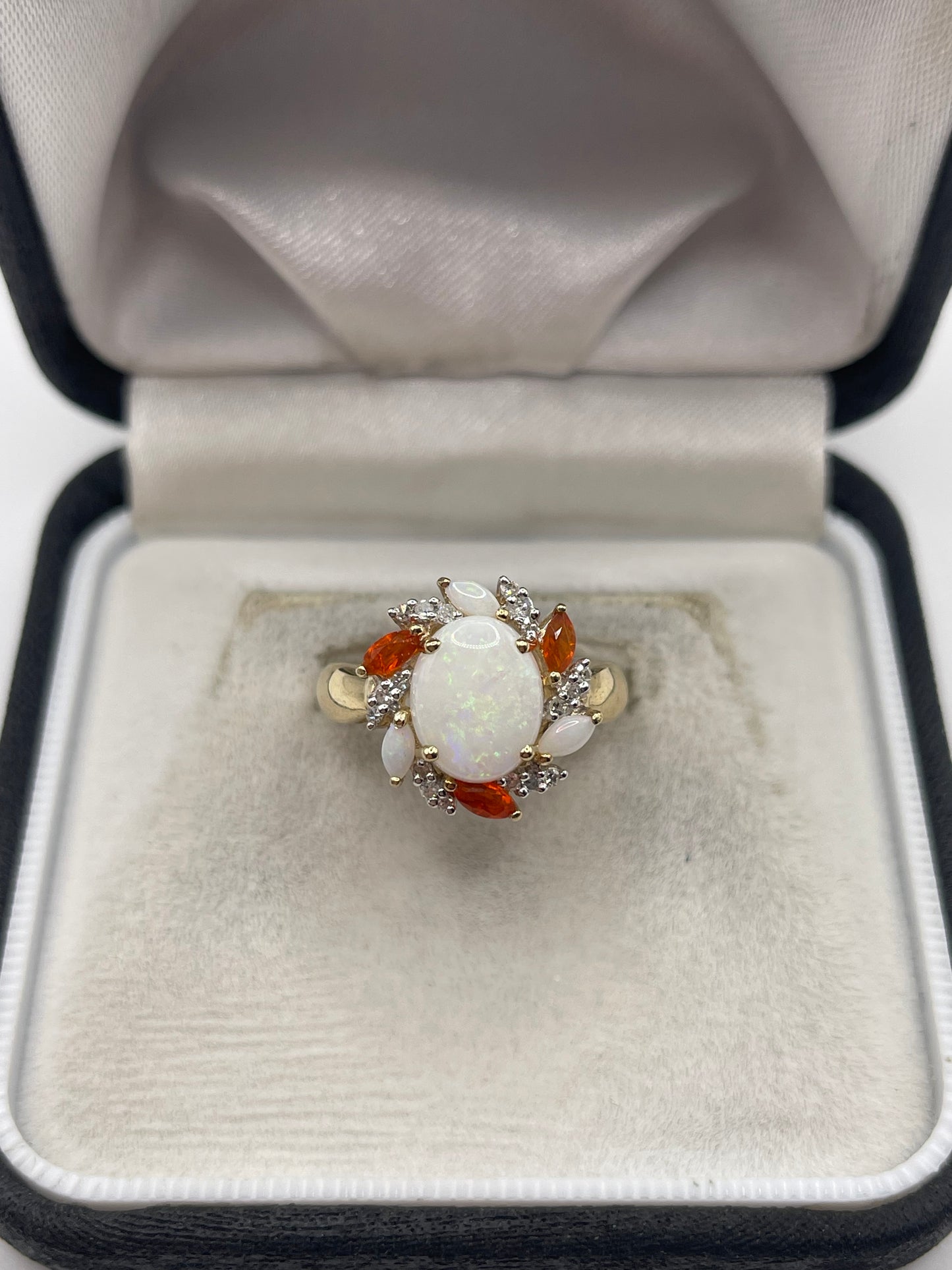 9ct gold opal and diamond ring