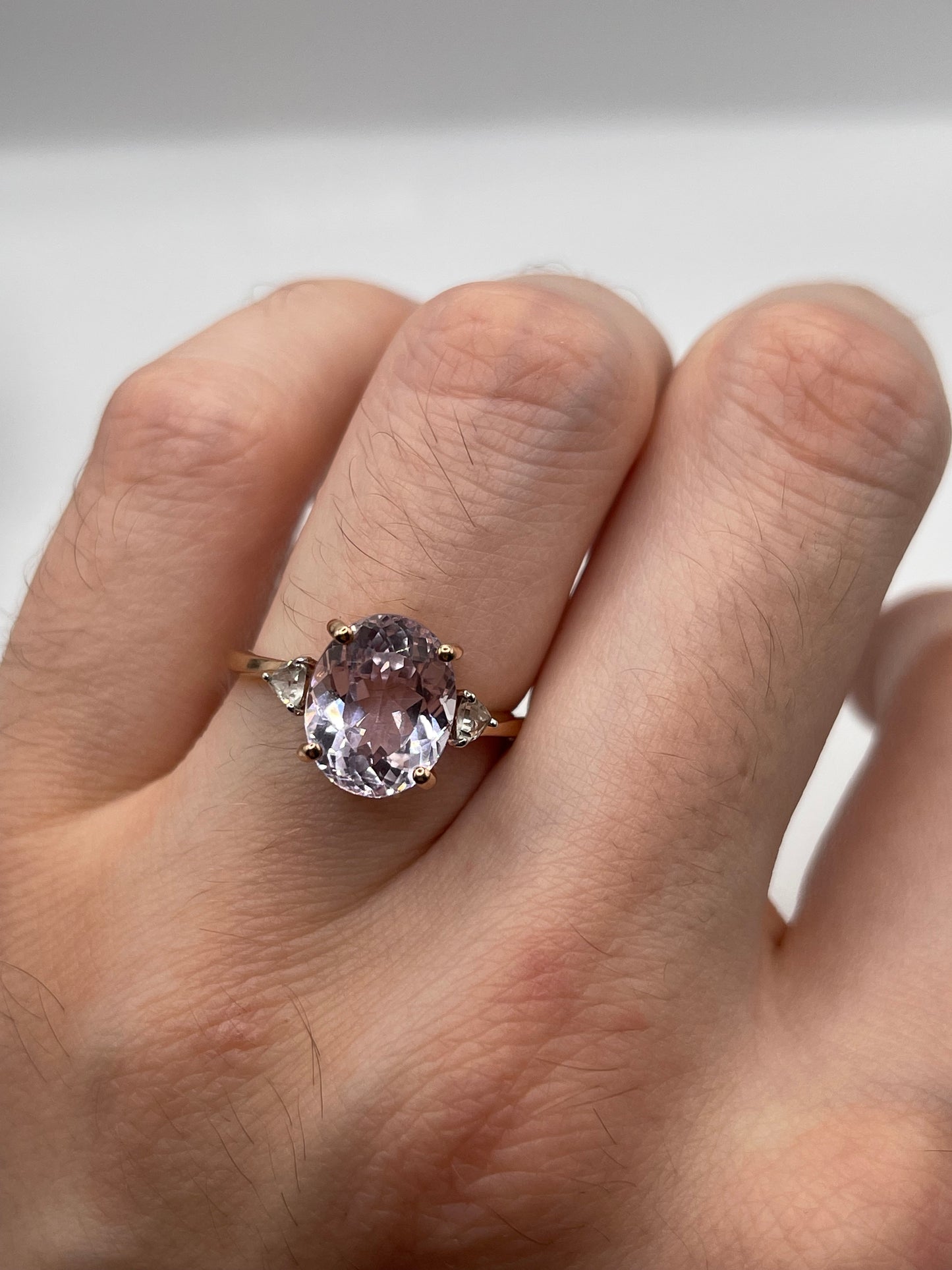 9ct rose gold morganite and zircon ring