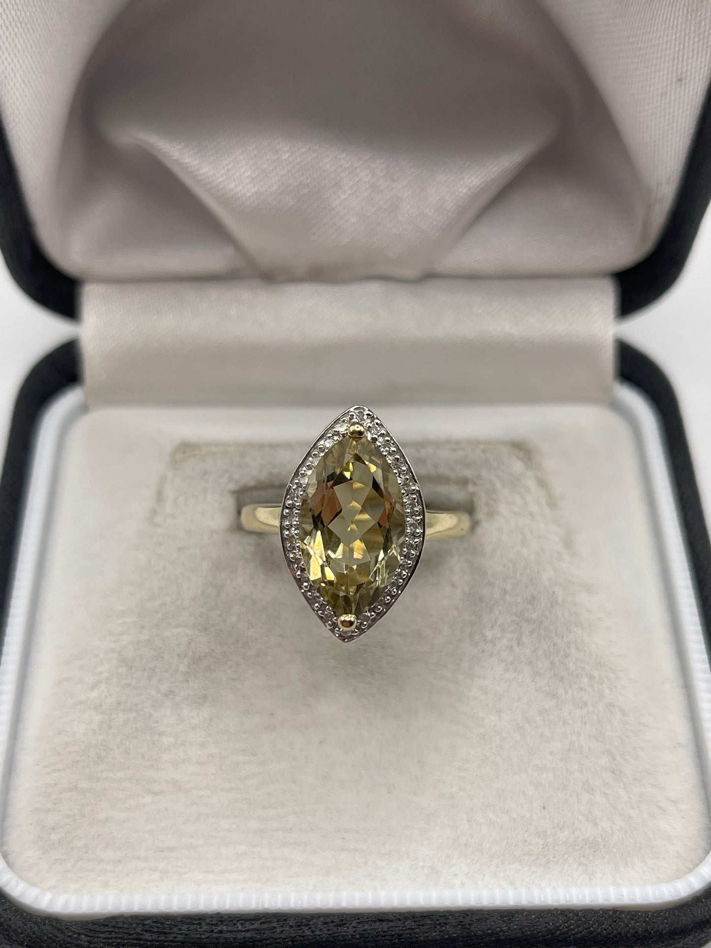9ct gold citrine and diamond ring