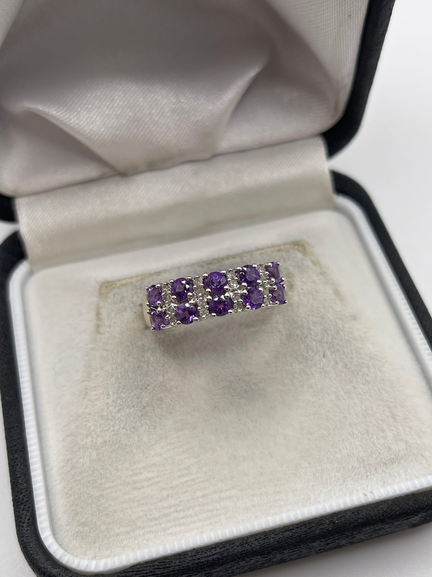 9ct gold amethyst and diamond ring