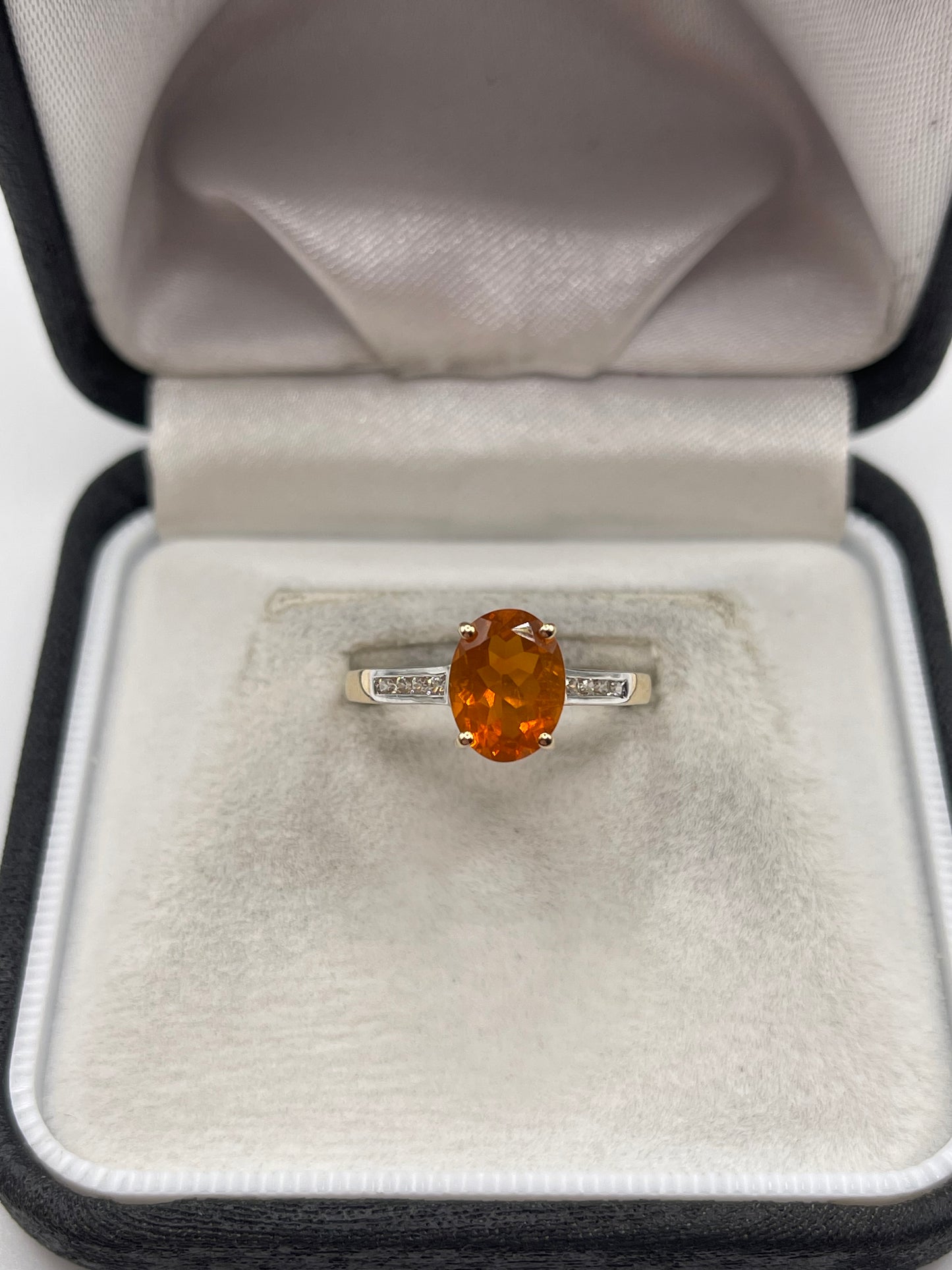 9ct gold fire opal and zircon ring