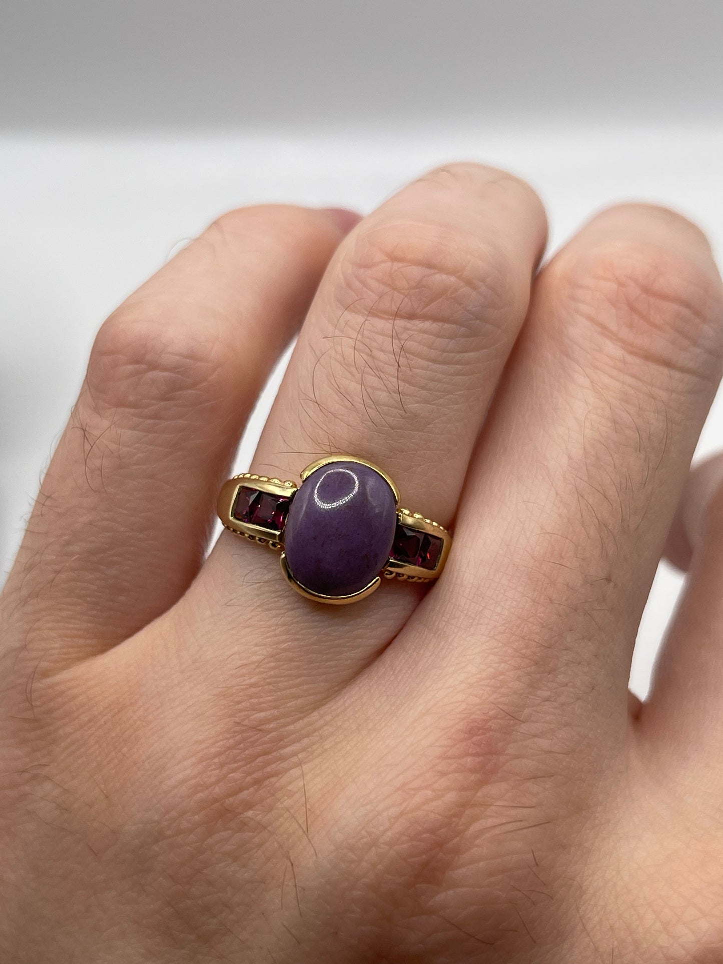 9ct gold turquoise and garnet ring