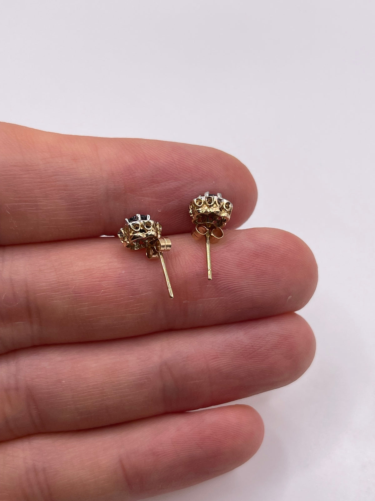 9ct gold sapphire and diamond earrings