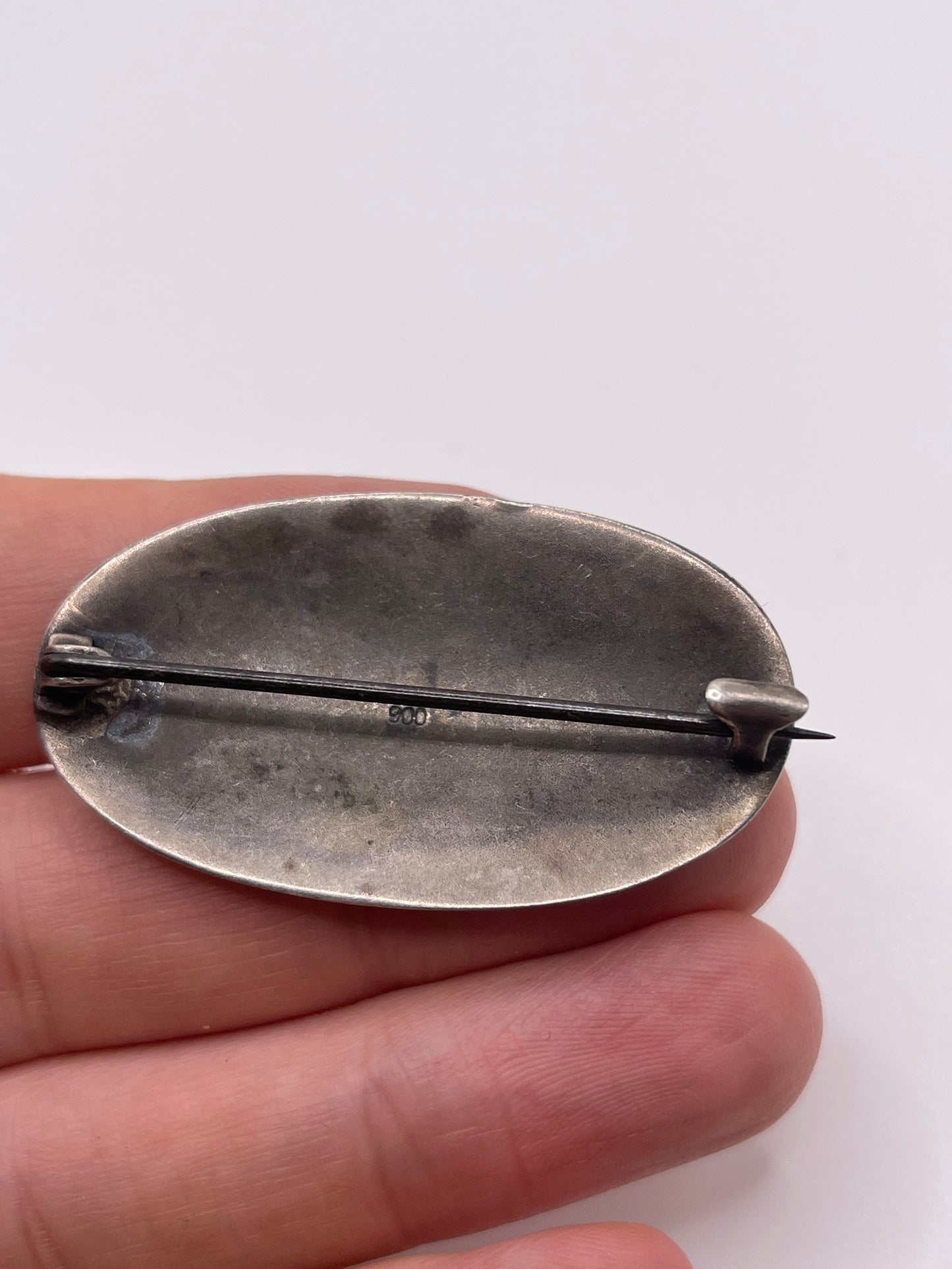 Silver enamel brooch