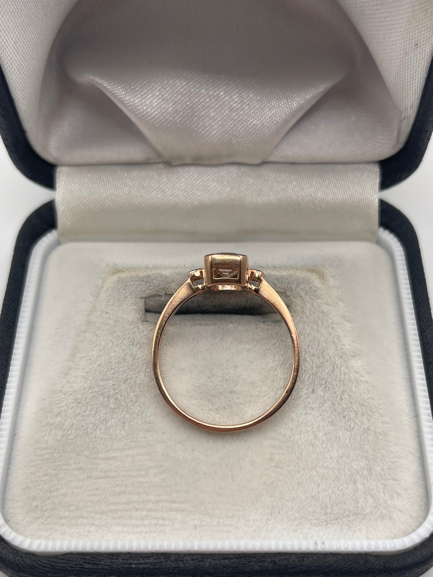 9ct rose gold morganite and zircon ring
