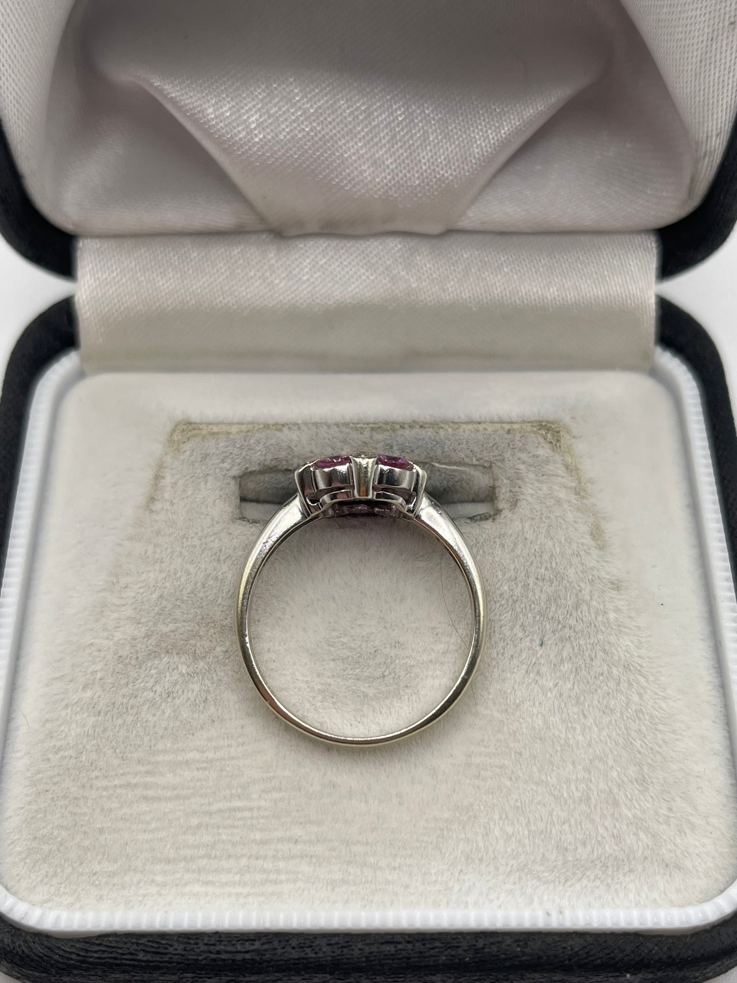 9ct white gold pink sapphire and diamond ring