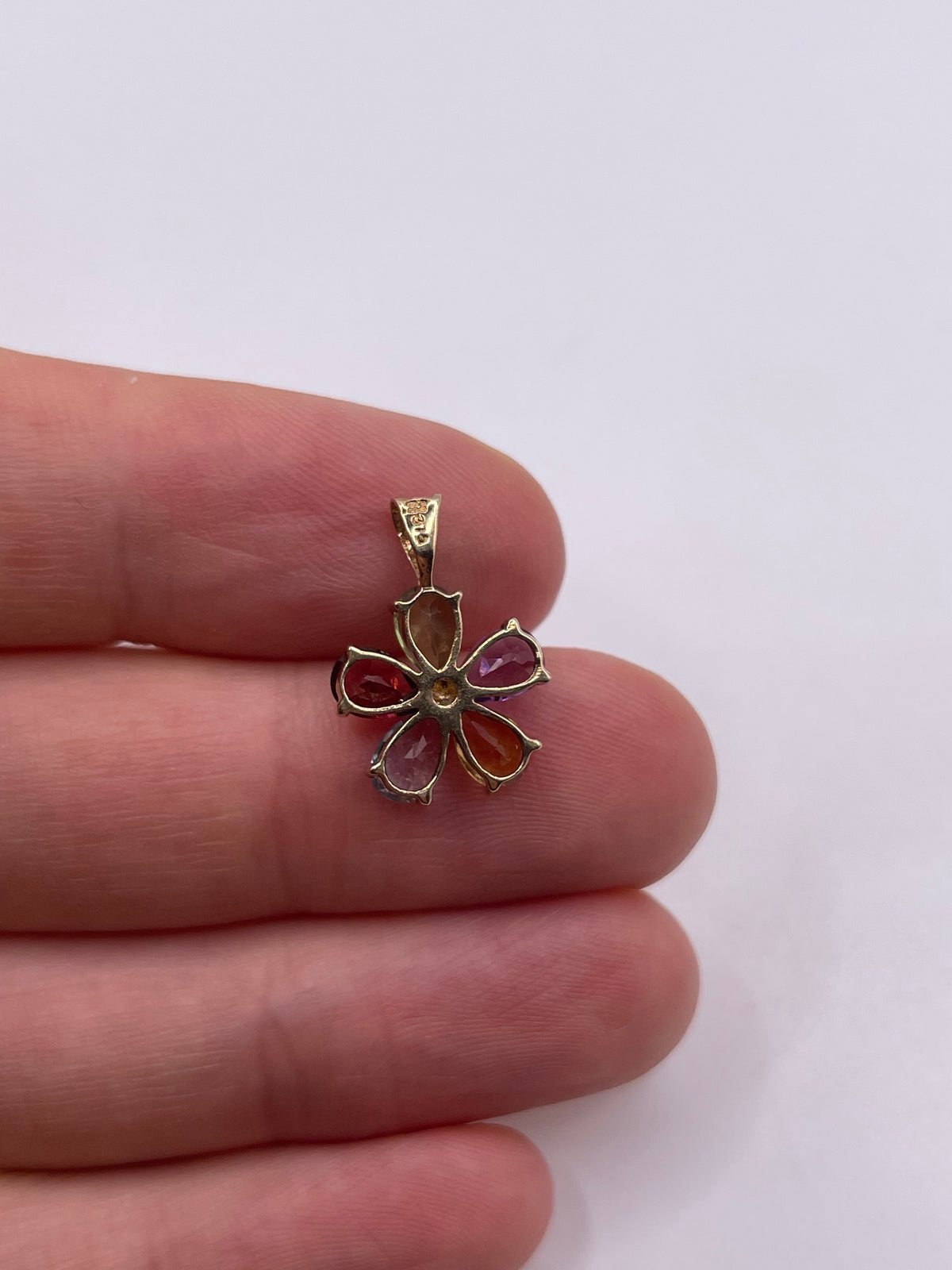 9ct gold multi gemstone pendant