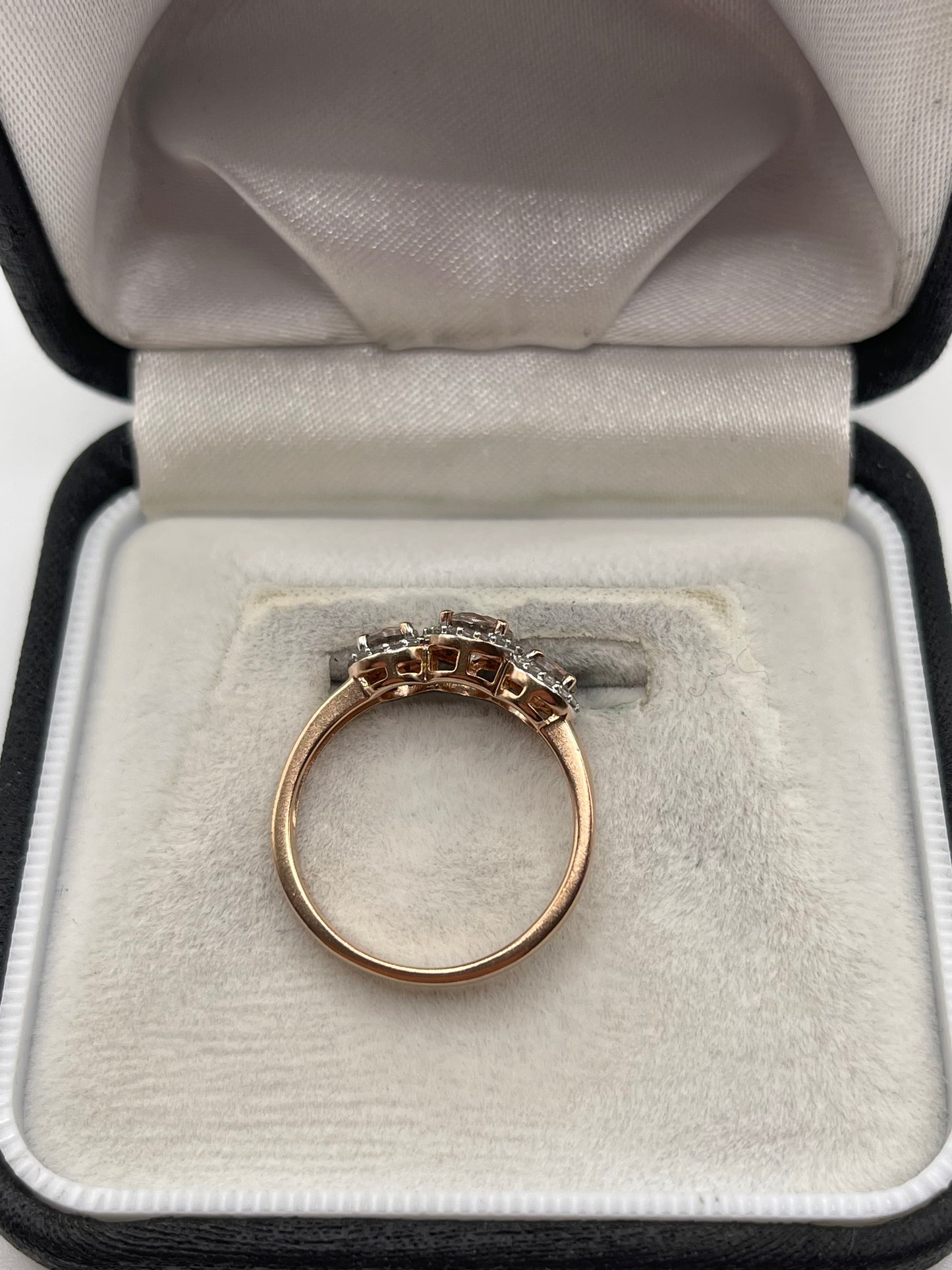 9ct rose gold morganite and diamond ring