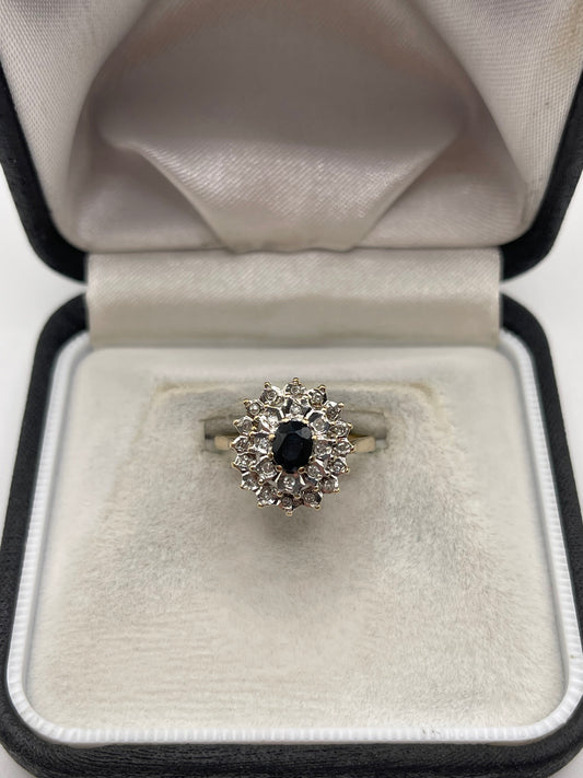 9ct gold sapphire and diamond ring