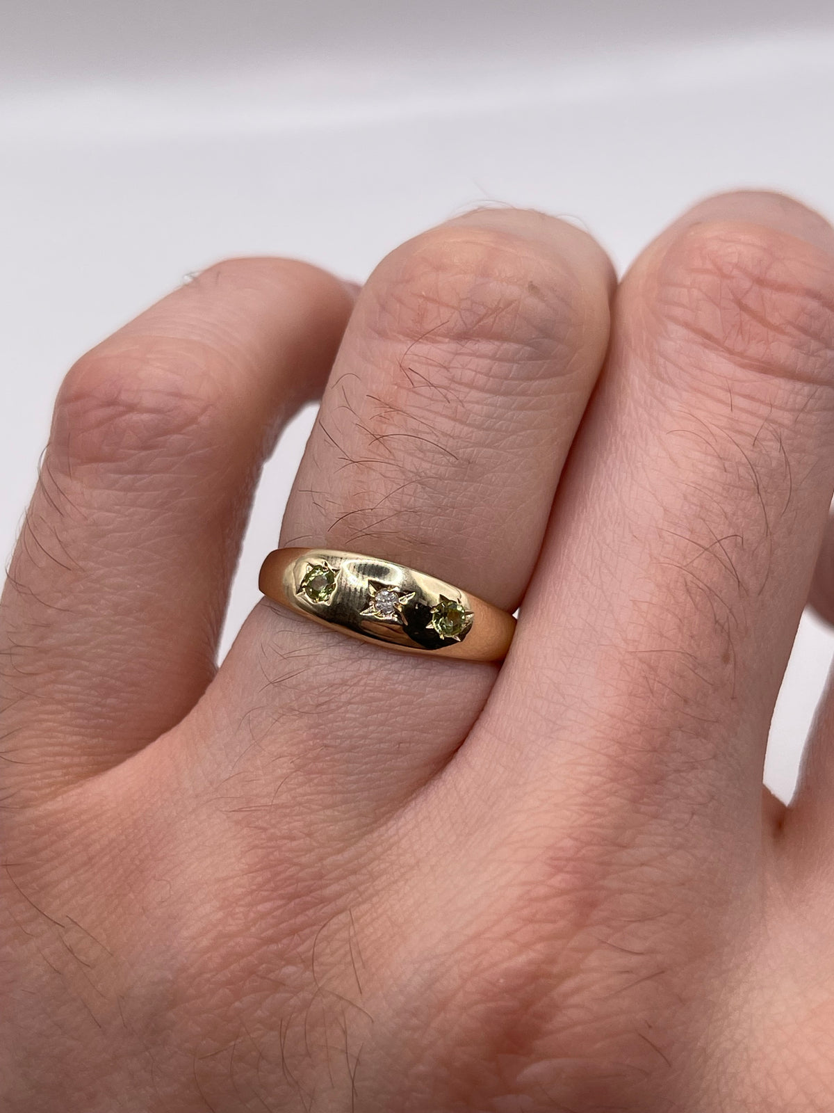 9ct gold peridot and diamond gypsy ring