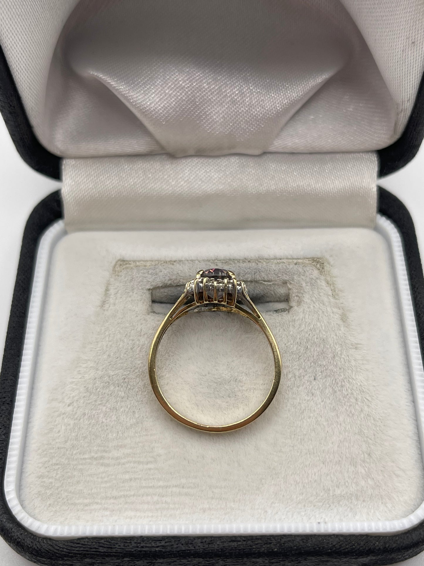 9ct gold mystic topaz and diamond ring