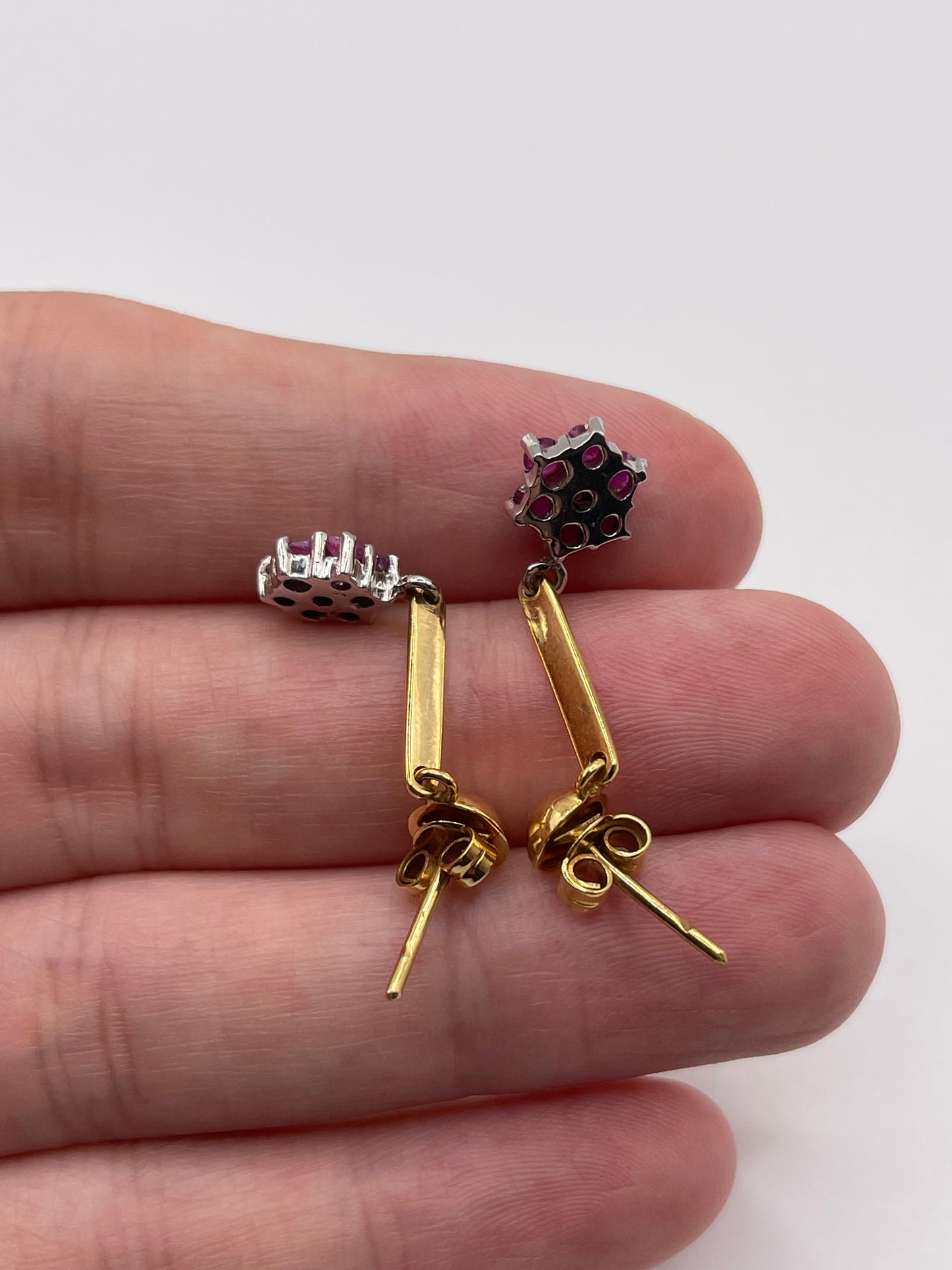 14ct gold ruby and diamond earrings