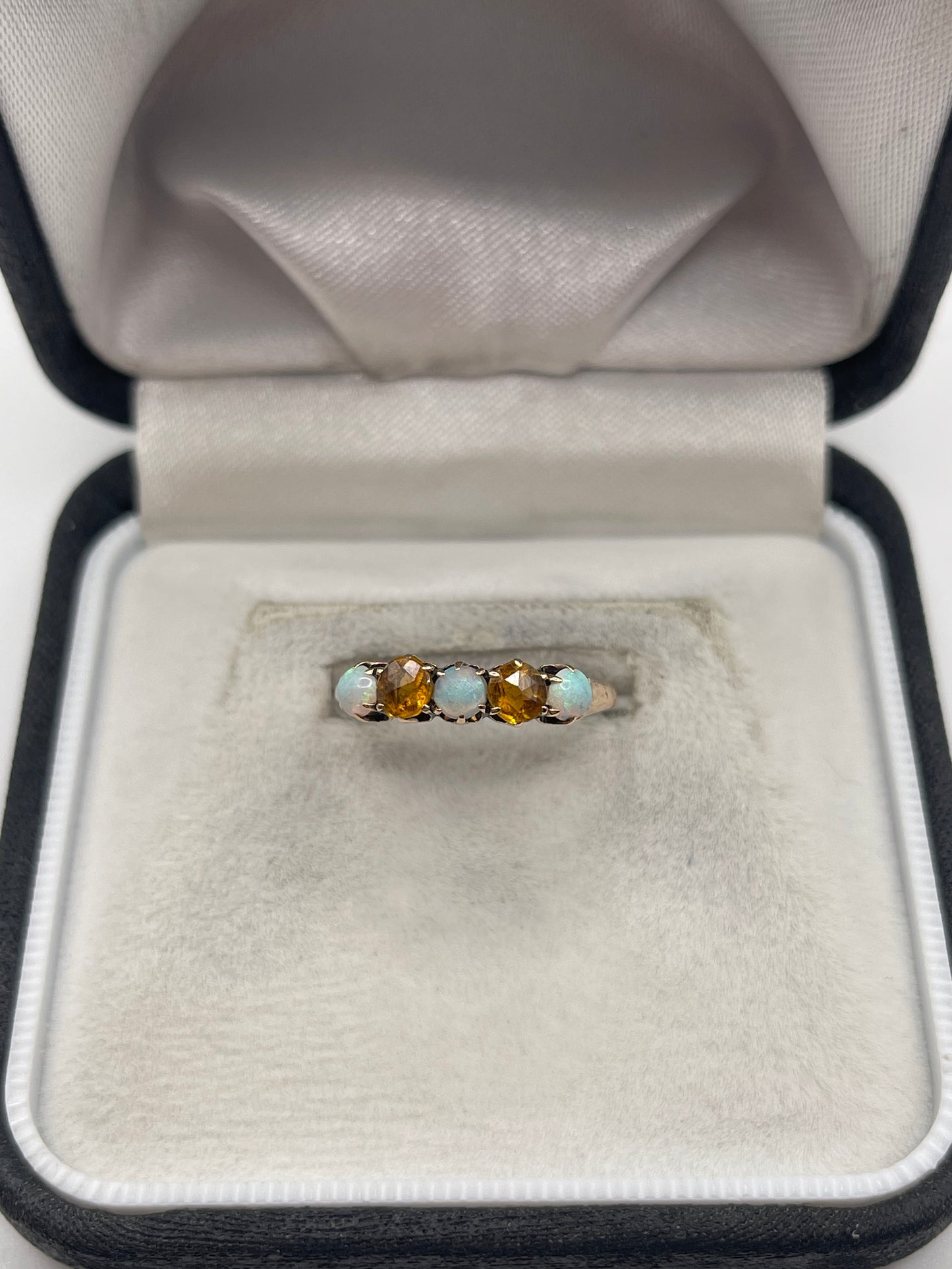 9ct rose gold opal and citrine ring