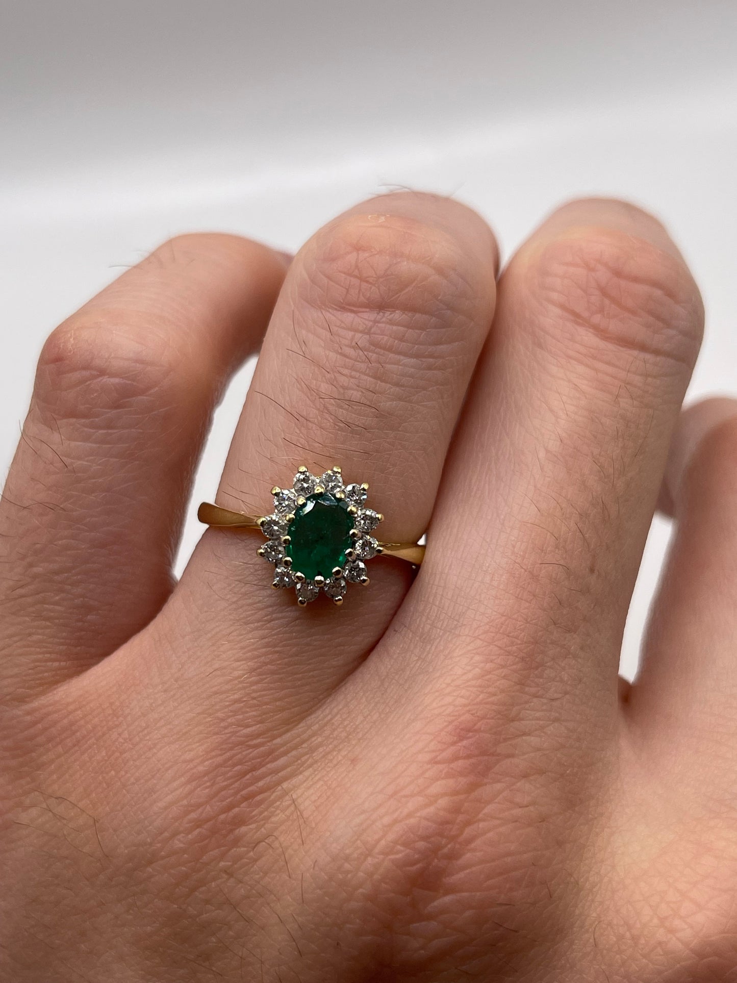 18ct gold emerald and diamond ring