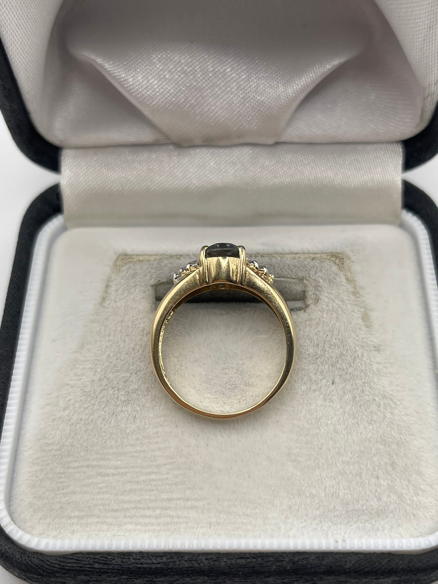 9ct gold mystic topaz and diamond ring