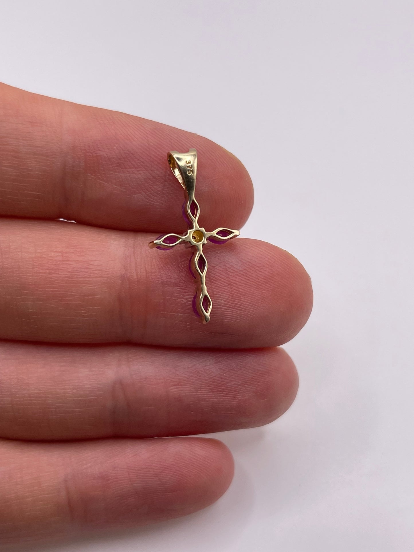 9ct gold ruby and diamond cross pendant