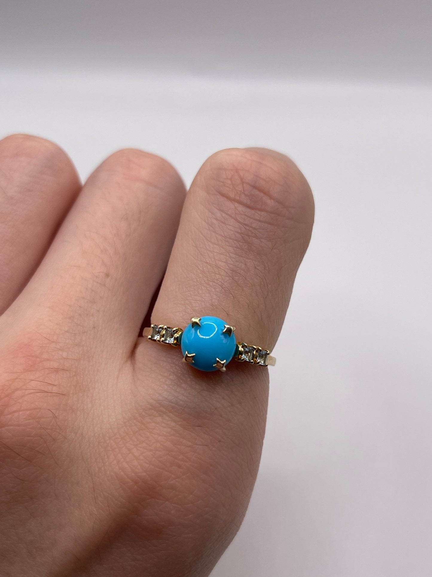 9ct gold turquoise and aquamarine ring