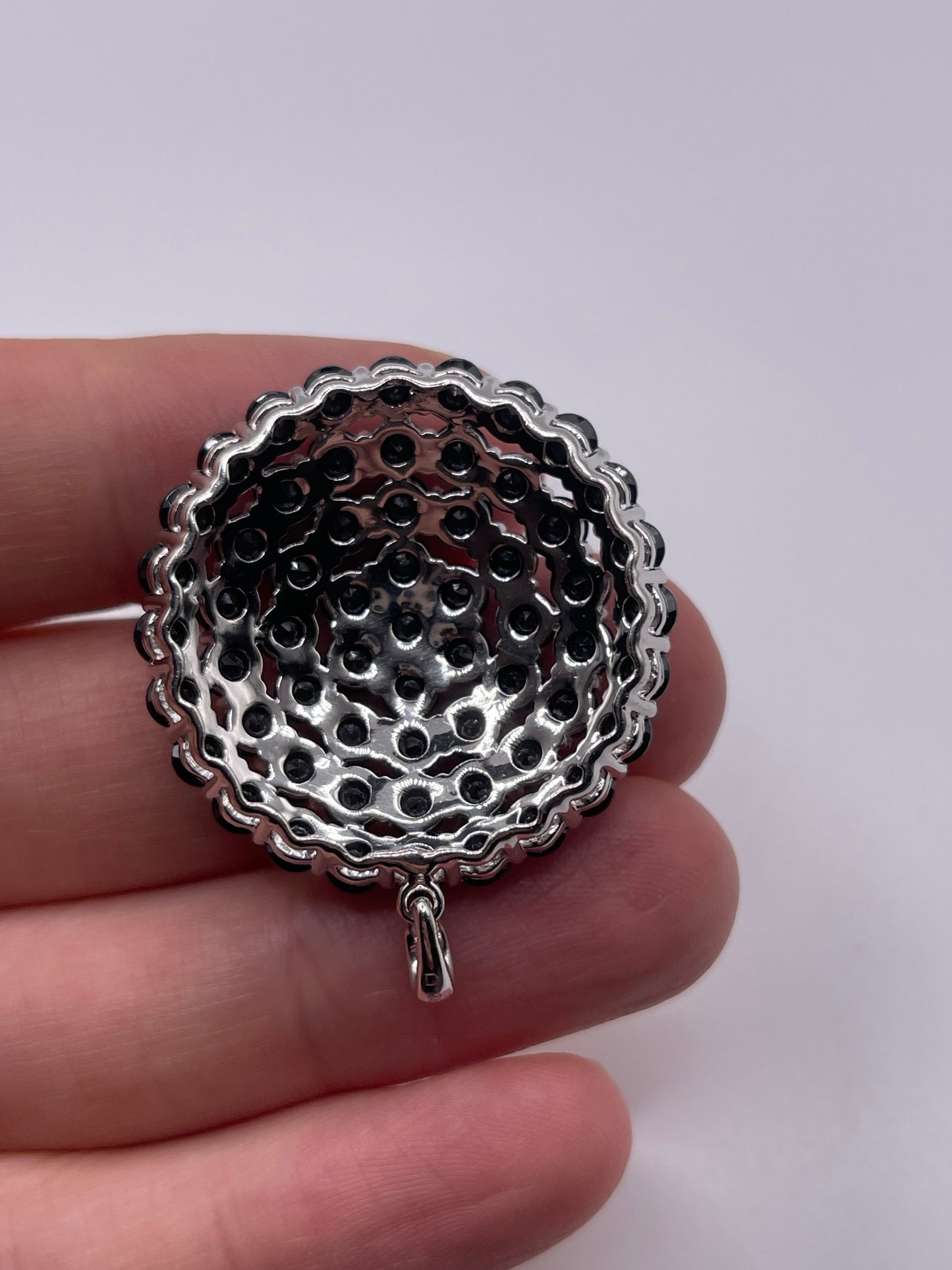 Silver black spinel pendant