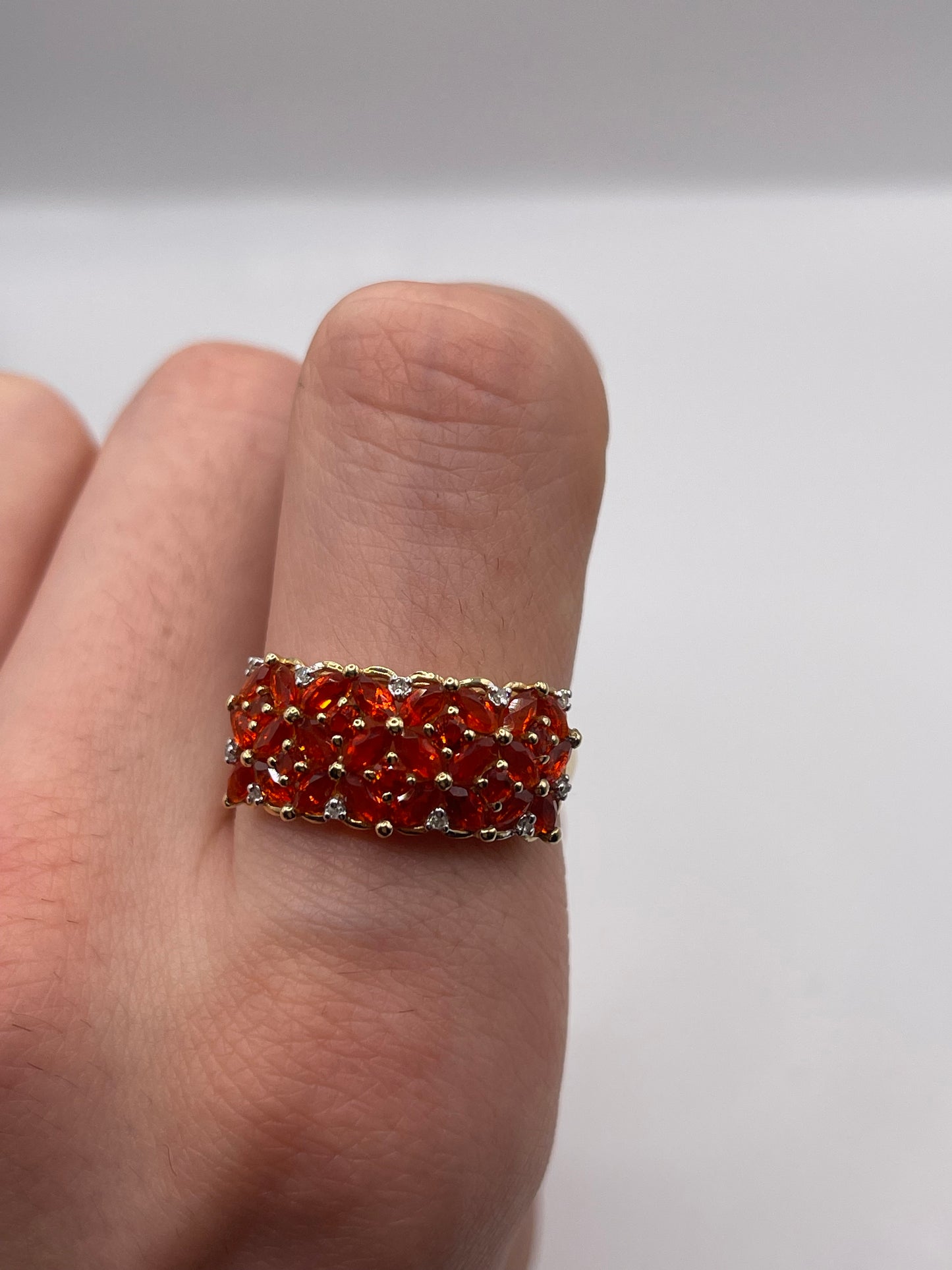 14ct gold fire opal and zircon ring