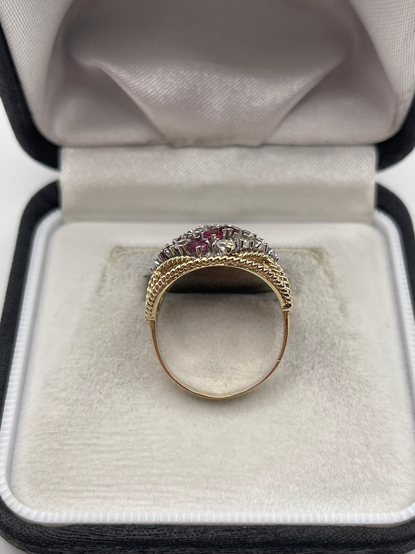 9ct gold ruby and cz ring