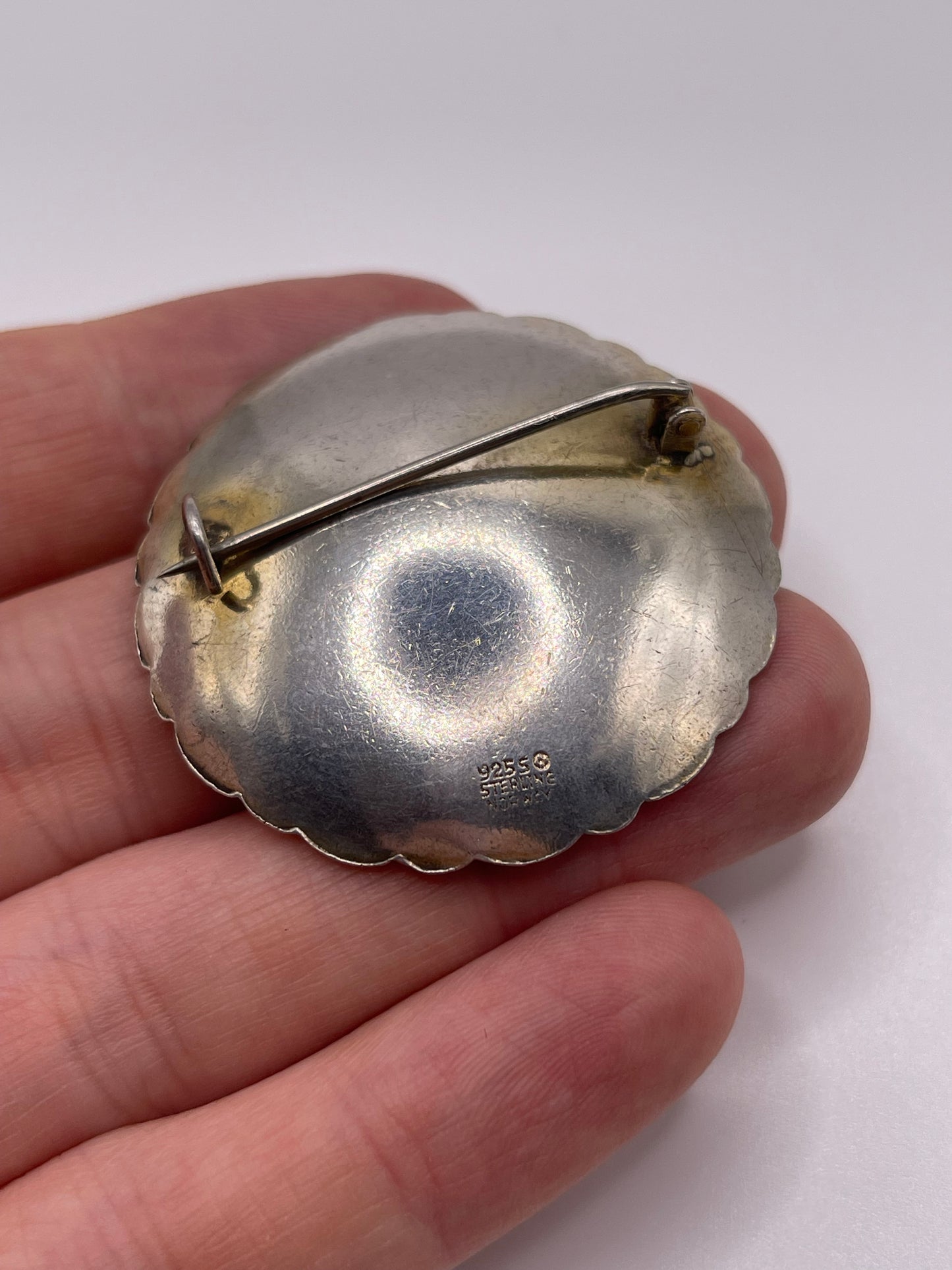 Silver enamel brooch