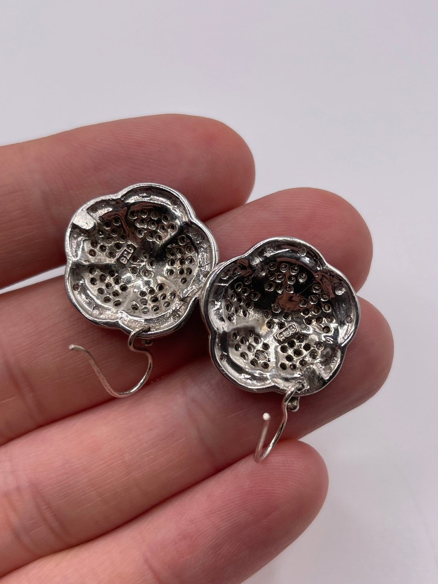 Silver diamond earrings