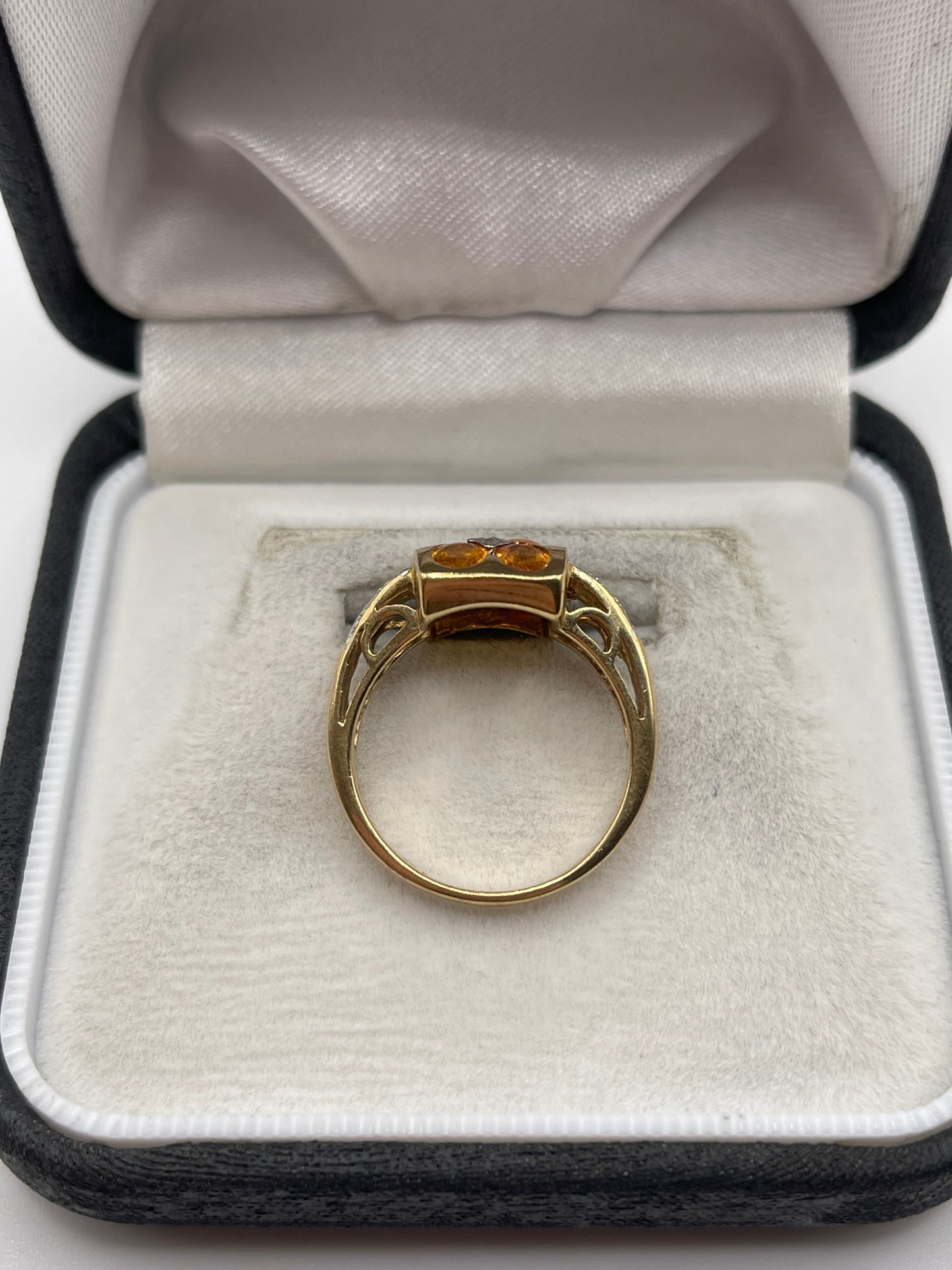 9ct gold orange sapphire and diamond ring